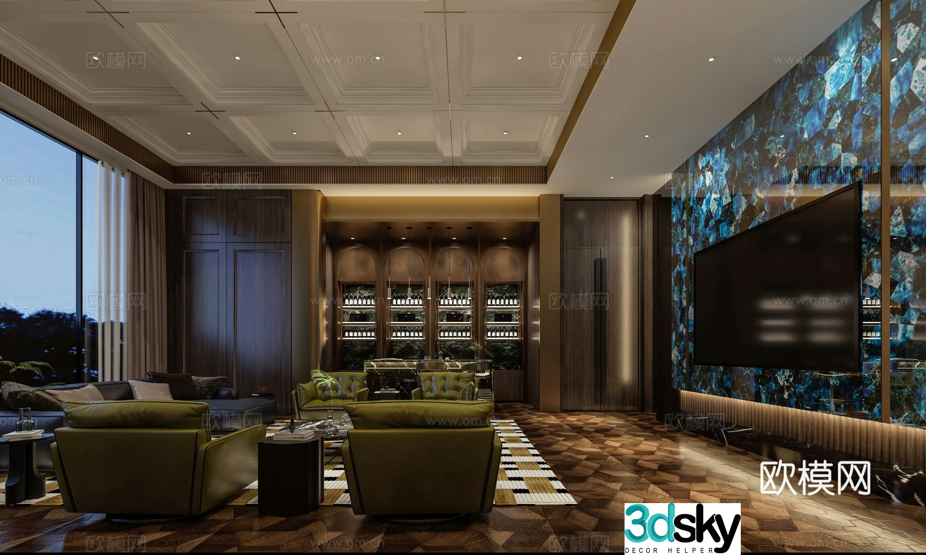 Italian light luxury club box bar box 3d model