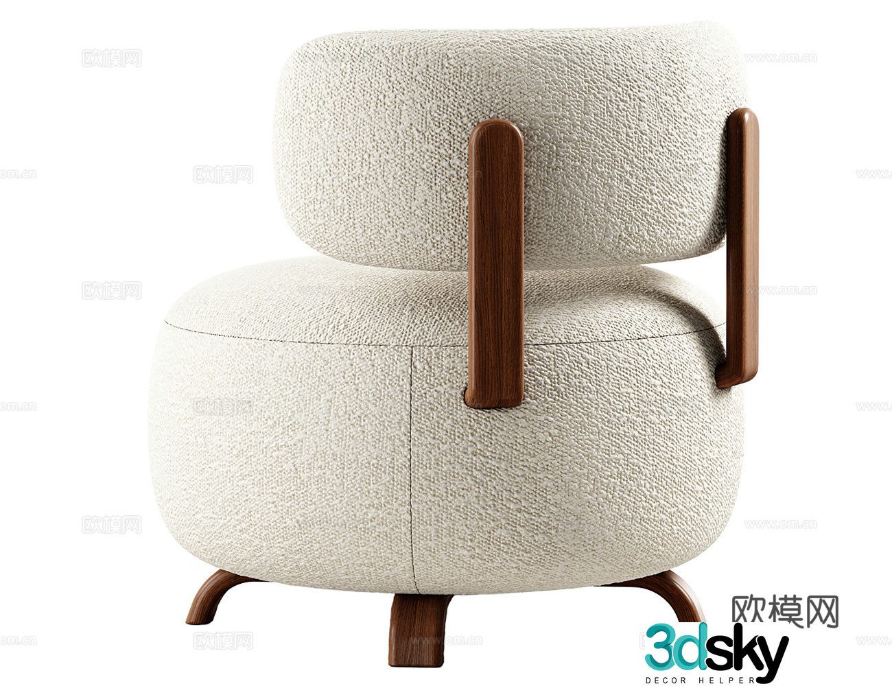 Cream lounge chair 3d model