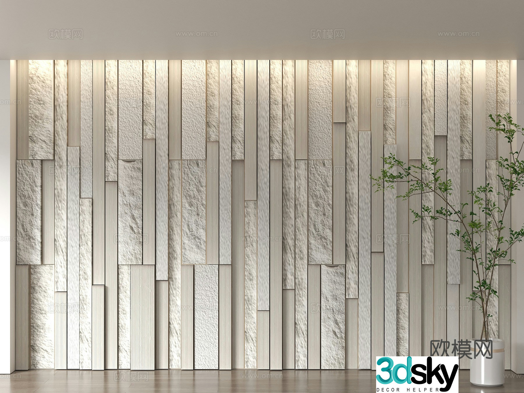Modern porch background wall grille background wall mushroom stone background wall stone gradient background wall rock 3d model