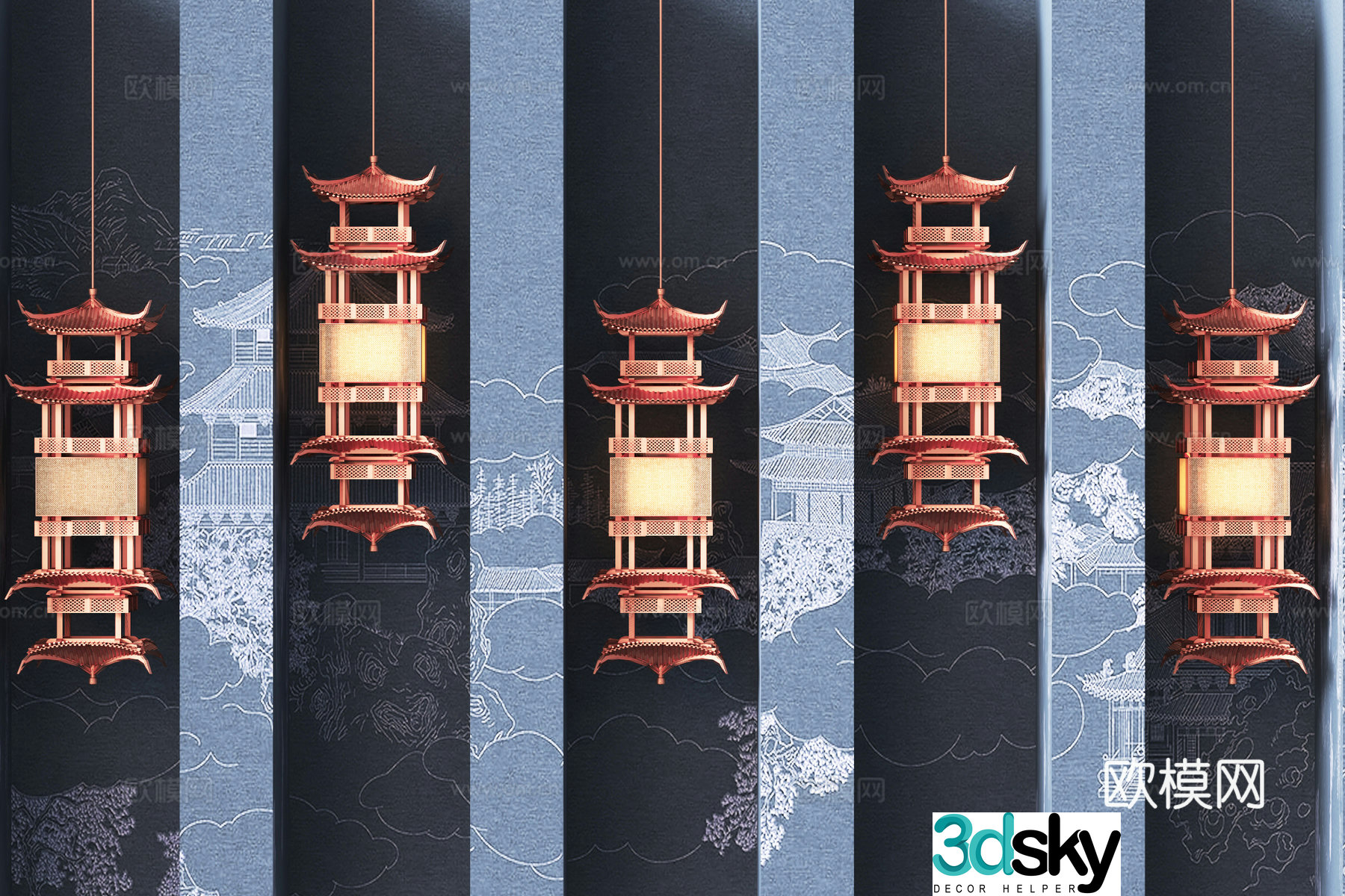 New Chinese chandelier 3D model