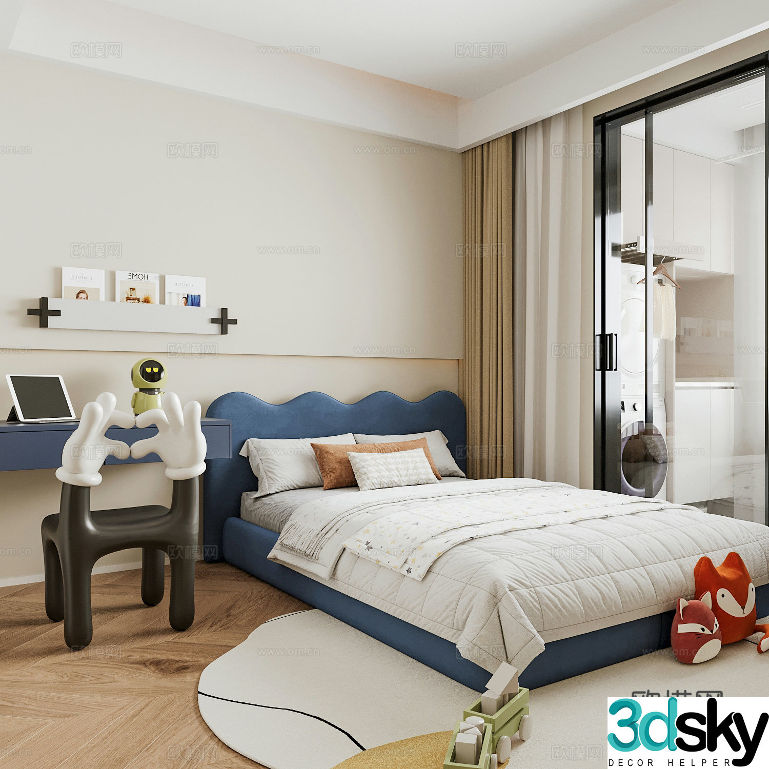 Modern children’s room boy’s room girl’s room children’s bed children’s wardrobe children’s desk 3d model