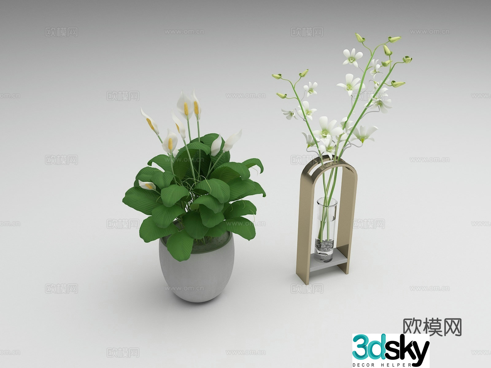 Vase Potted Plants Ornaments Flower Art Bonsai 3D Model