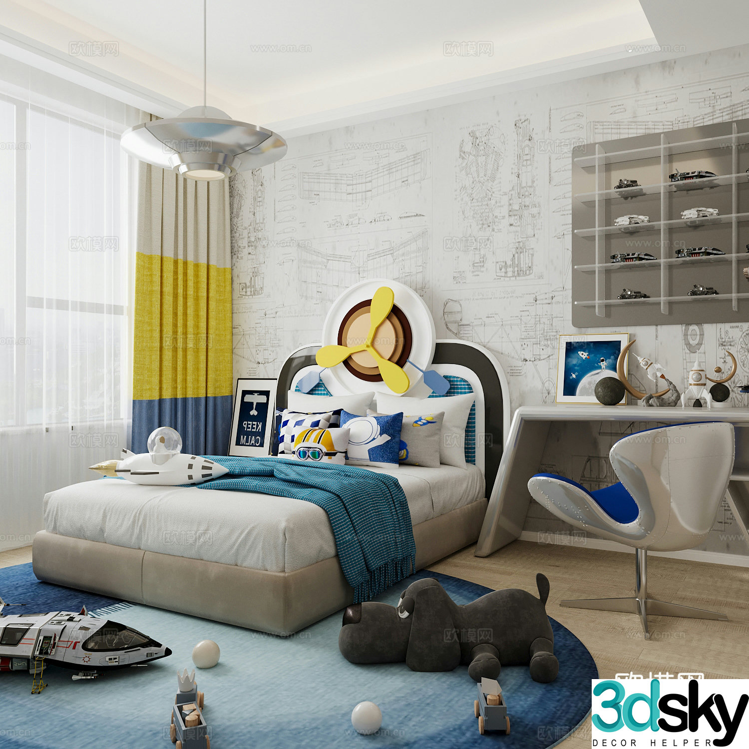Modern children’s room boy’s room girl’s room children’s bed children’s wardrobe children’s desk 3d model