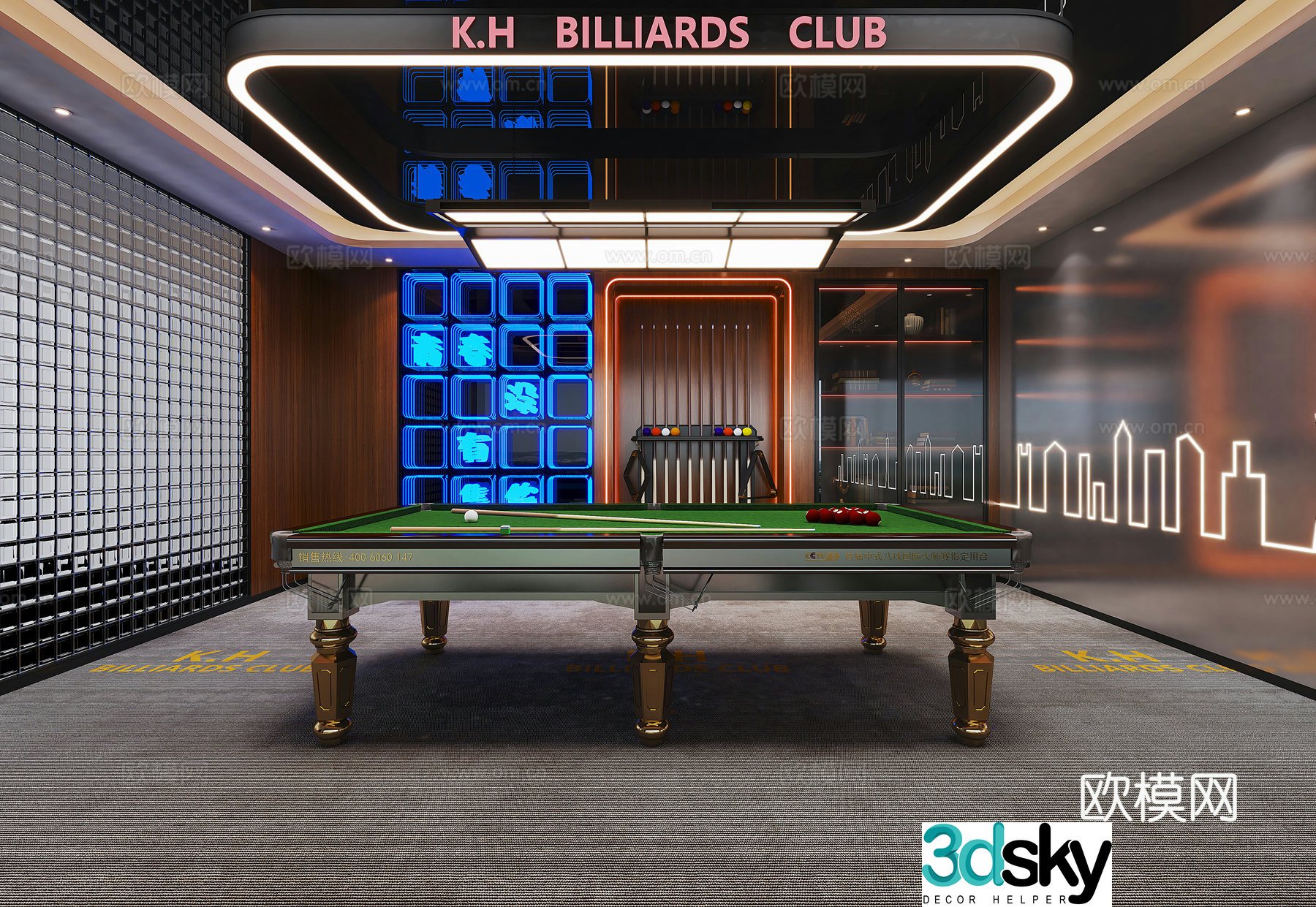 Modern billiard room 3D model