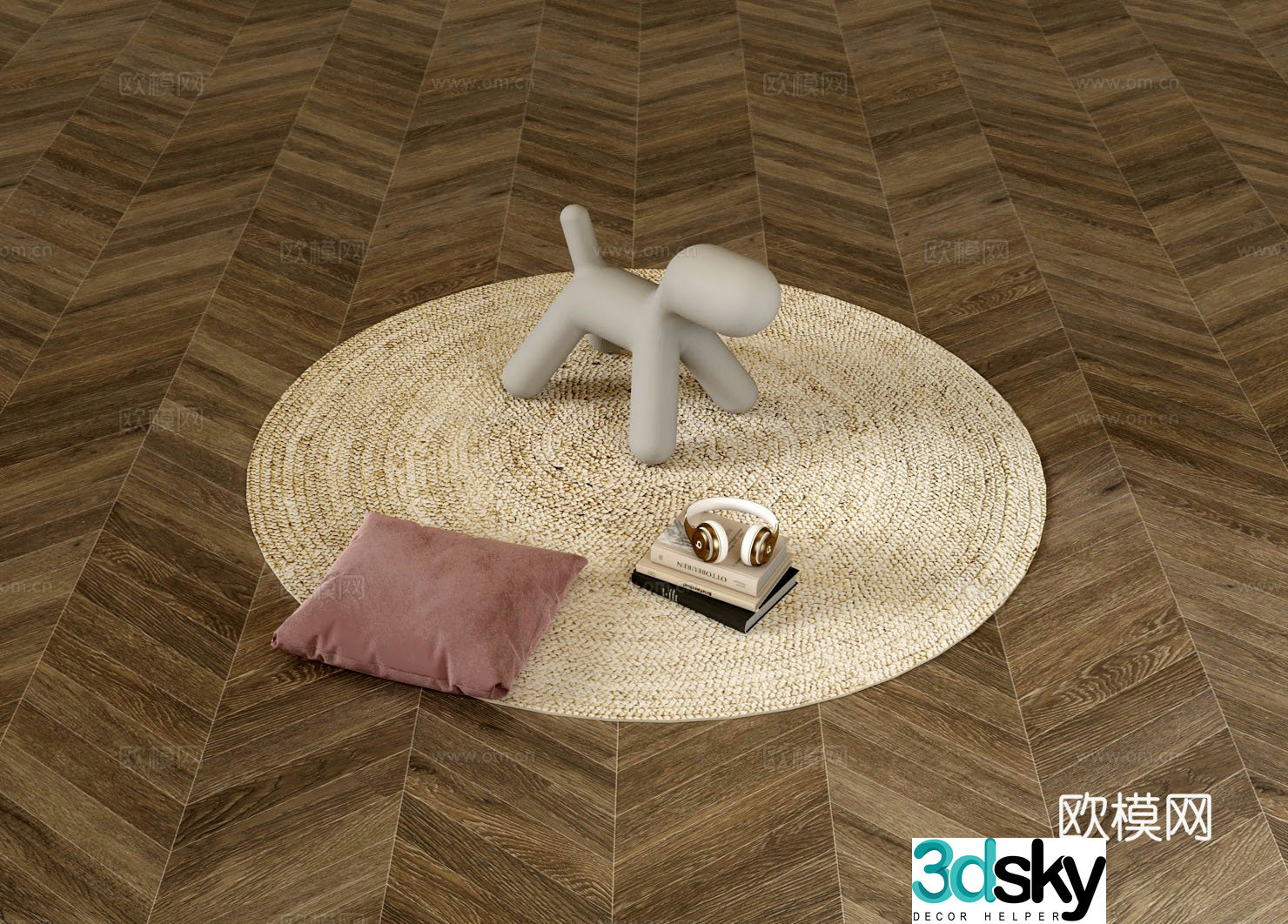 Modern round carpet floor mat 3d model