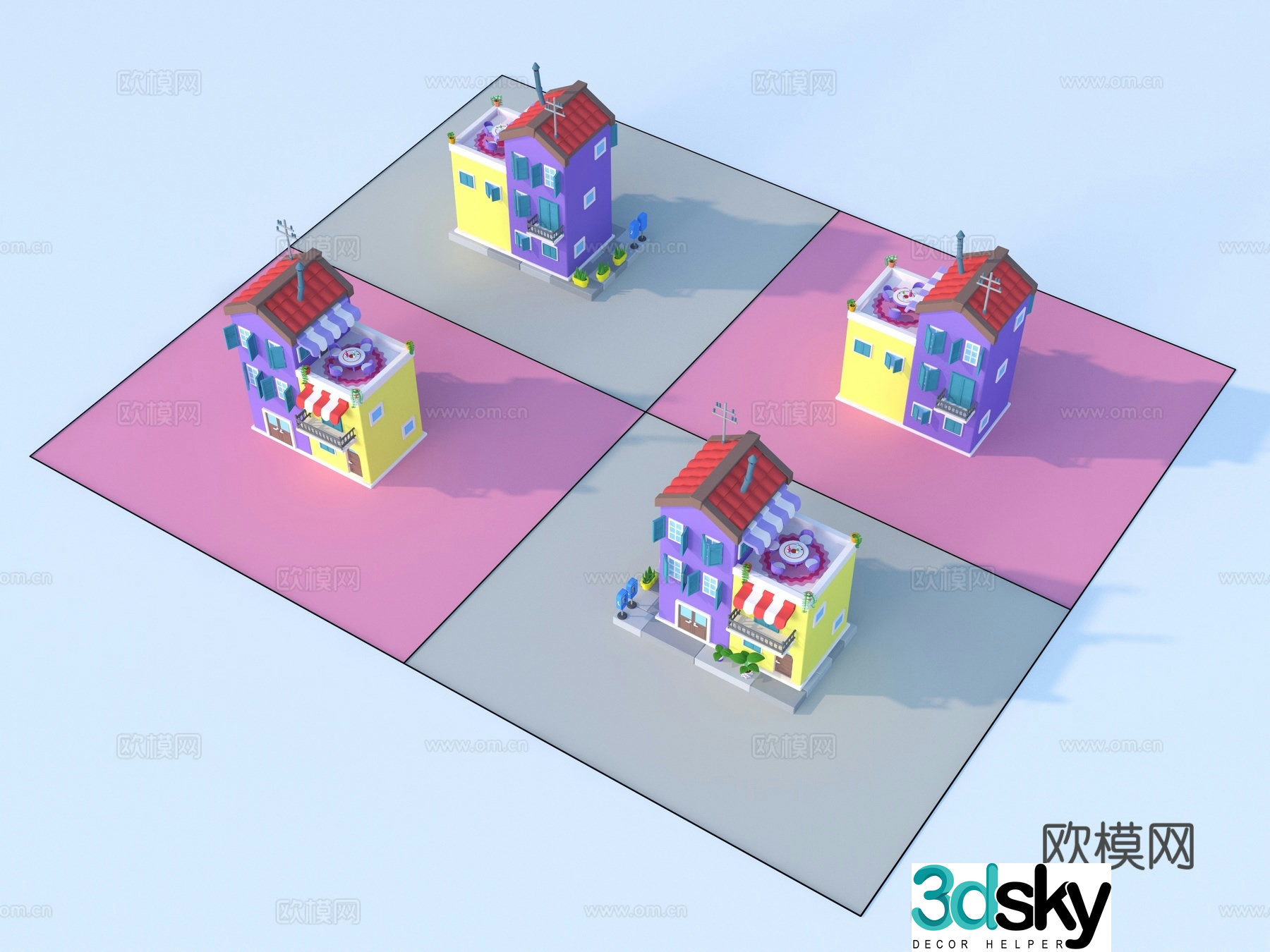 Cartoon toys Architecture Sketch 3d Model