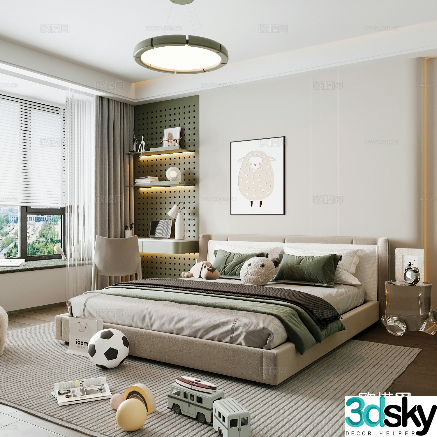 Modern children’s room boy’s room girl’s room children’s bed children’s wardrobe children’s desk 3d model