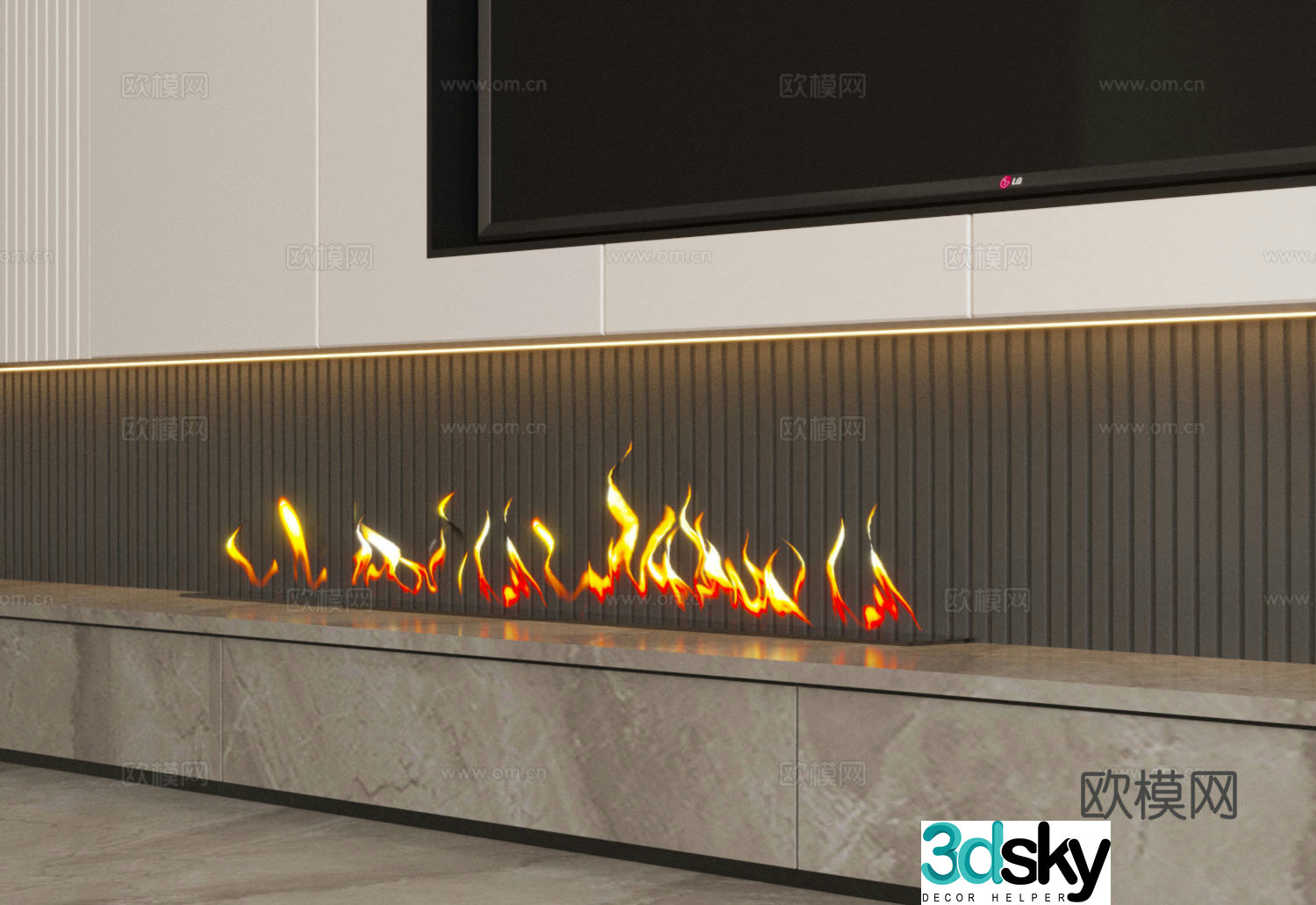 Modern electronic fireplace 3d model