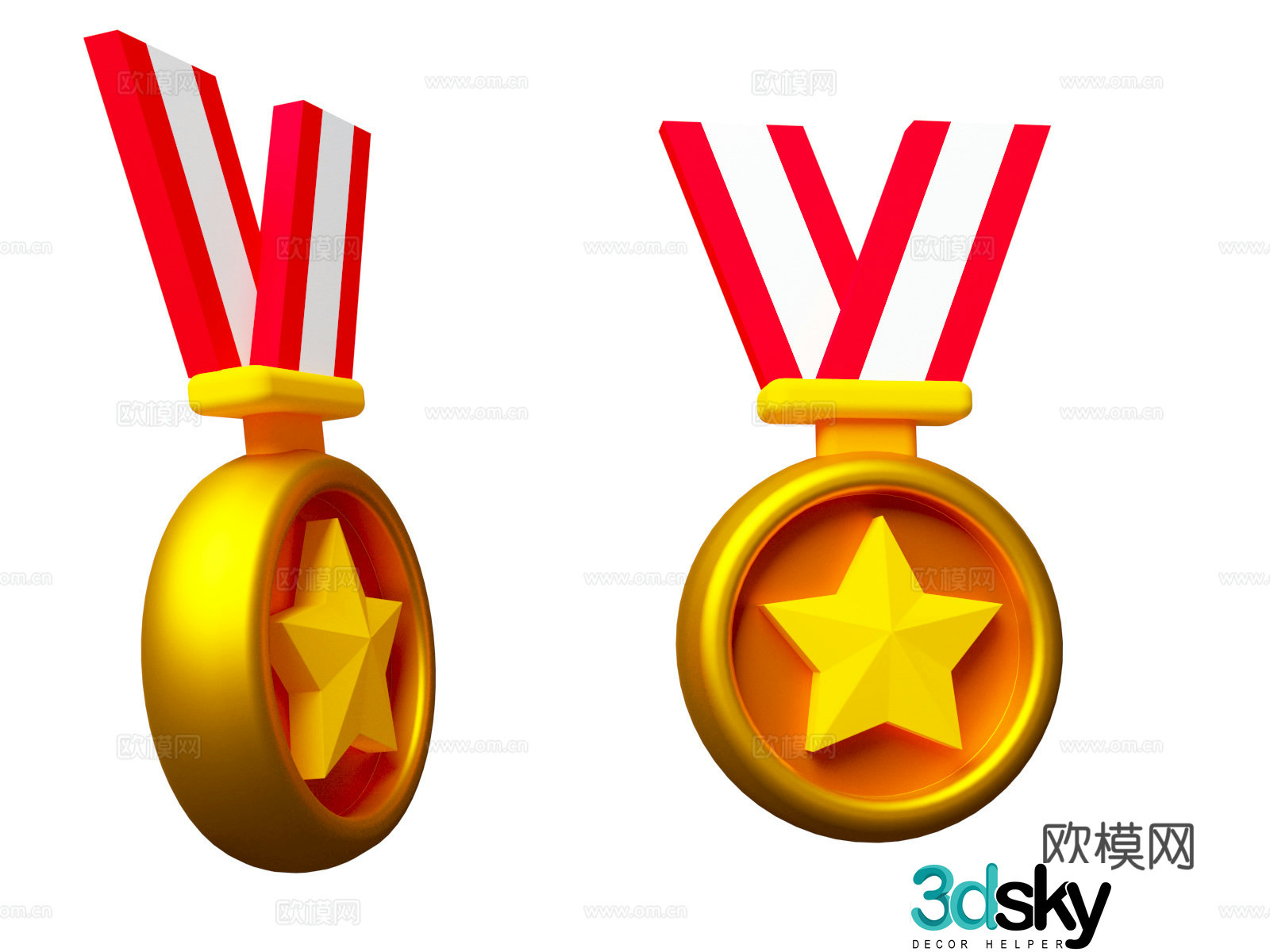 Cartoon medals Competition medals Competition medals Chronograph Olympic medals 3d model