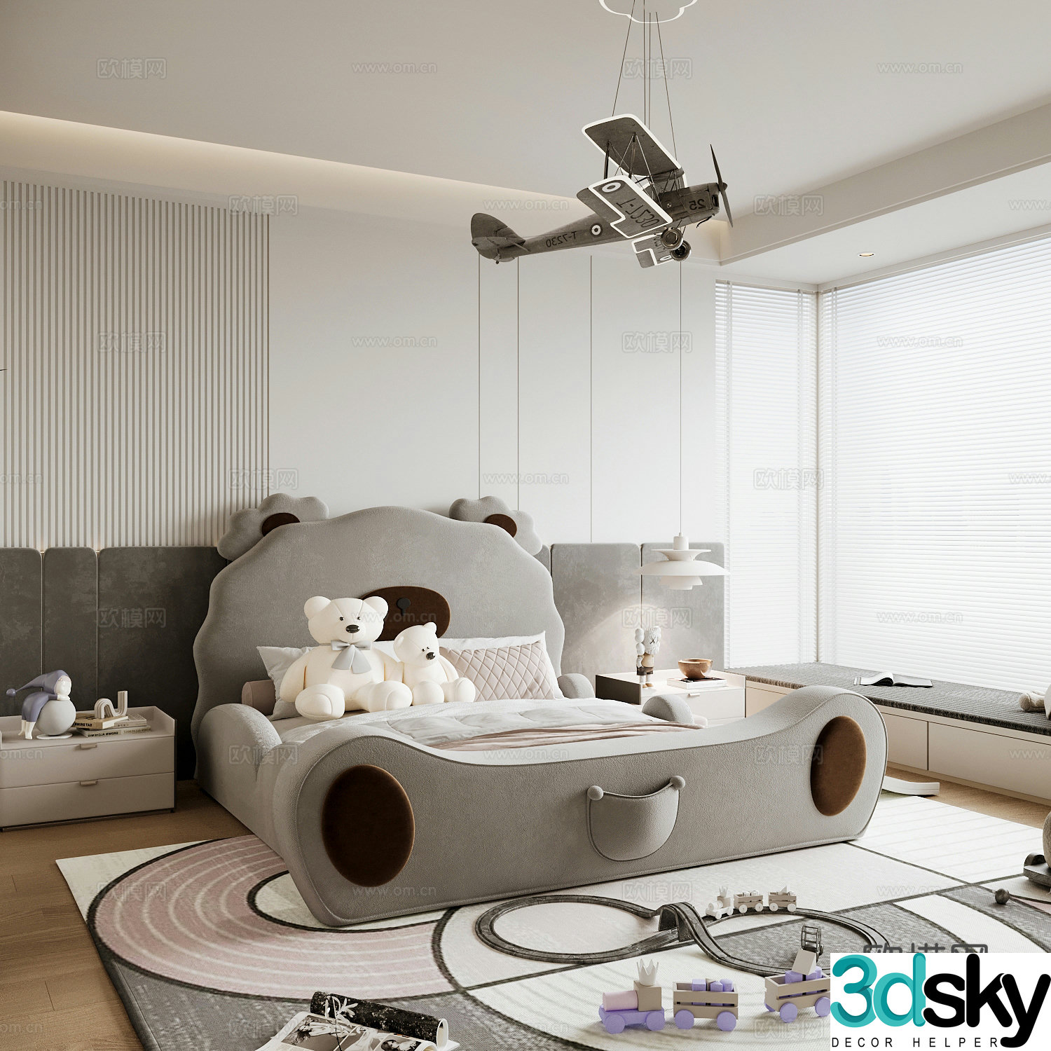 Modern children’s room boy’s room girl’s room children’s bed children’s wardrobe children’s desk 3d model
