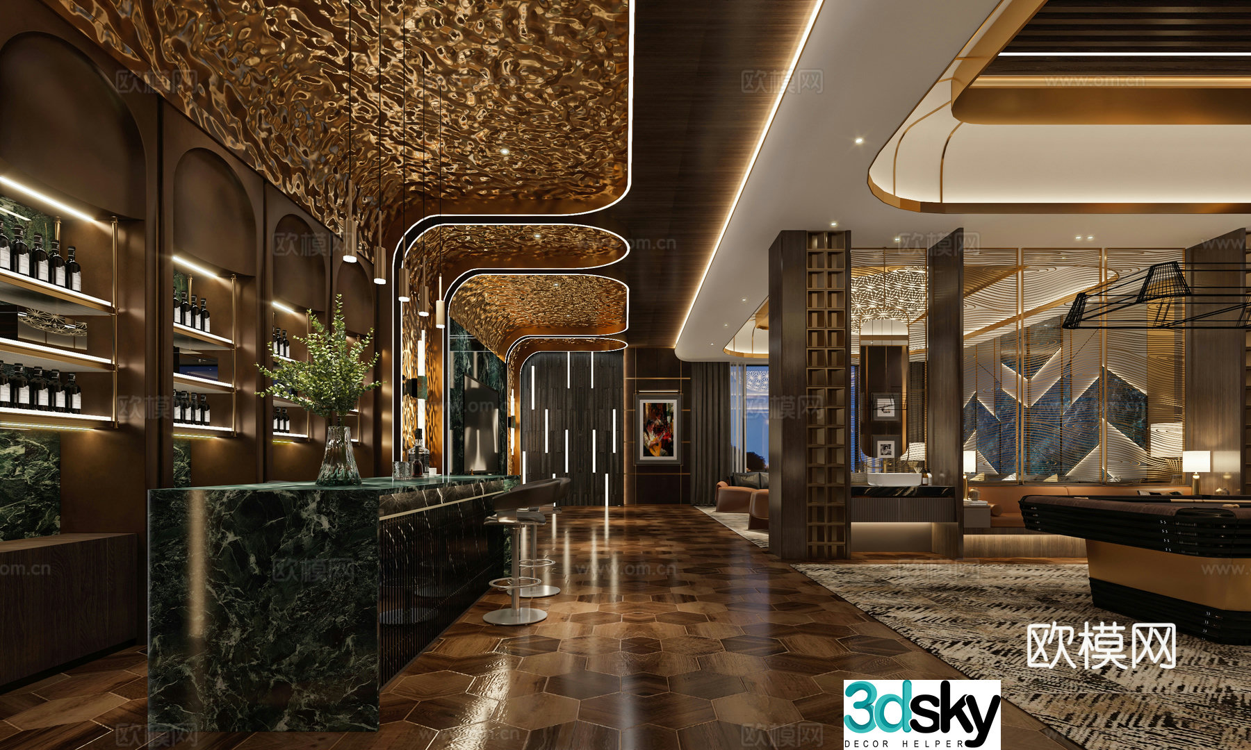 Italian light luxury retro club box 3D model