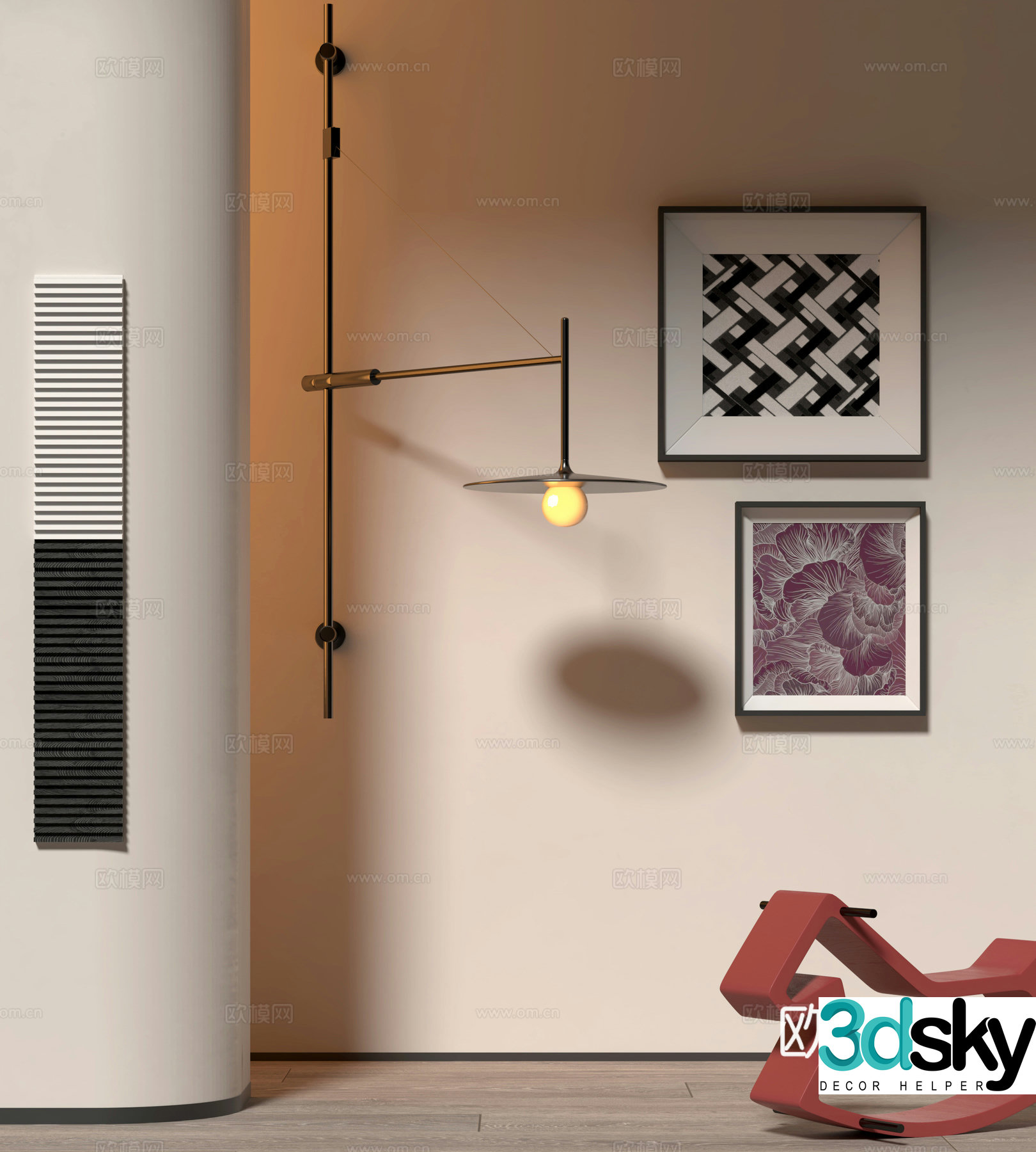 Modern creative wall lamp decorative hanging painting 3d model