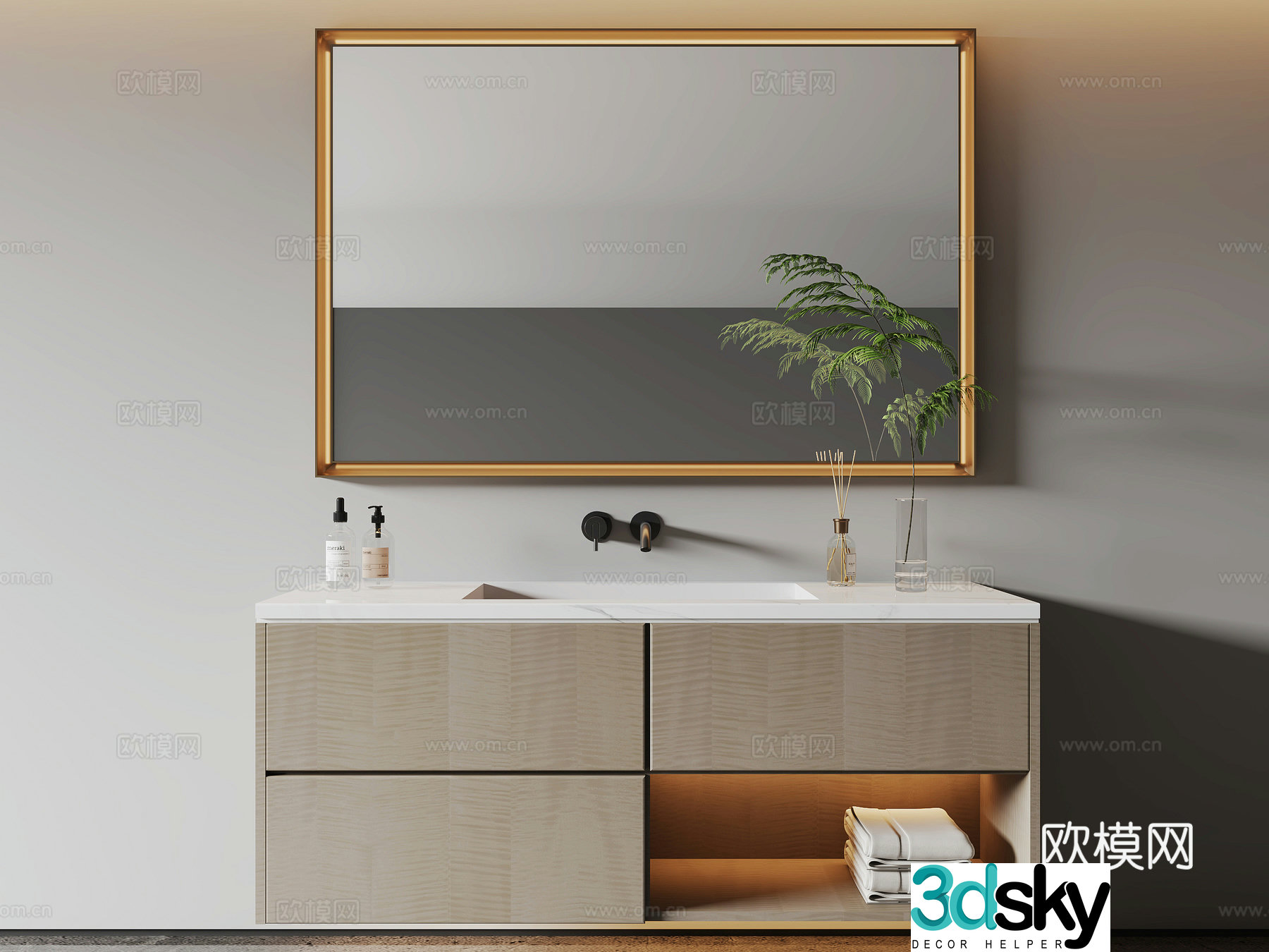 Modern bathroom cabinet mirror bathroom accessories 3d model