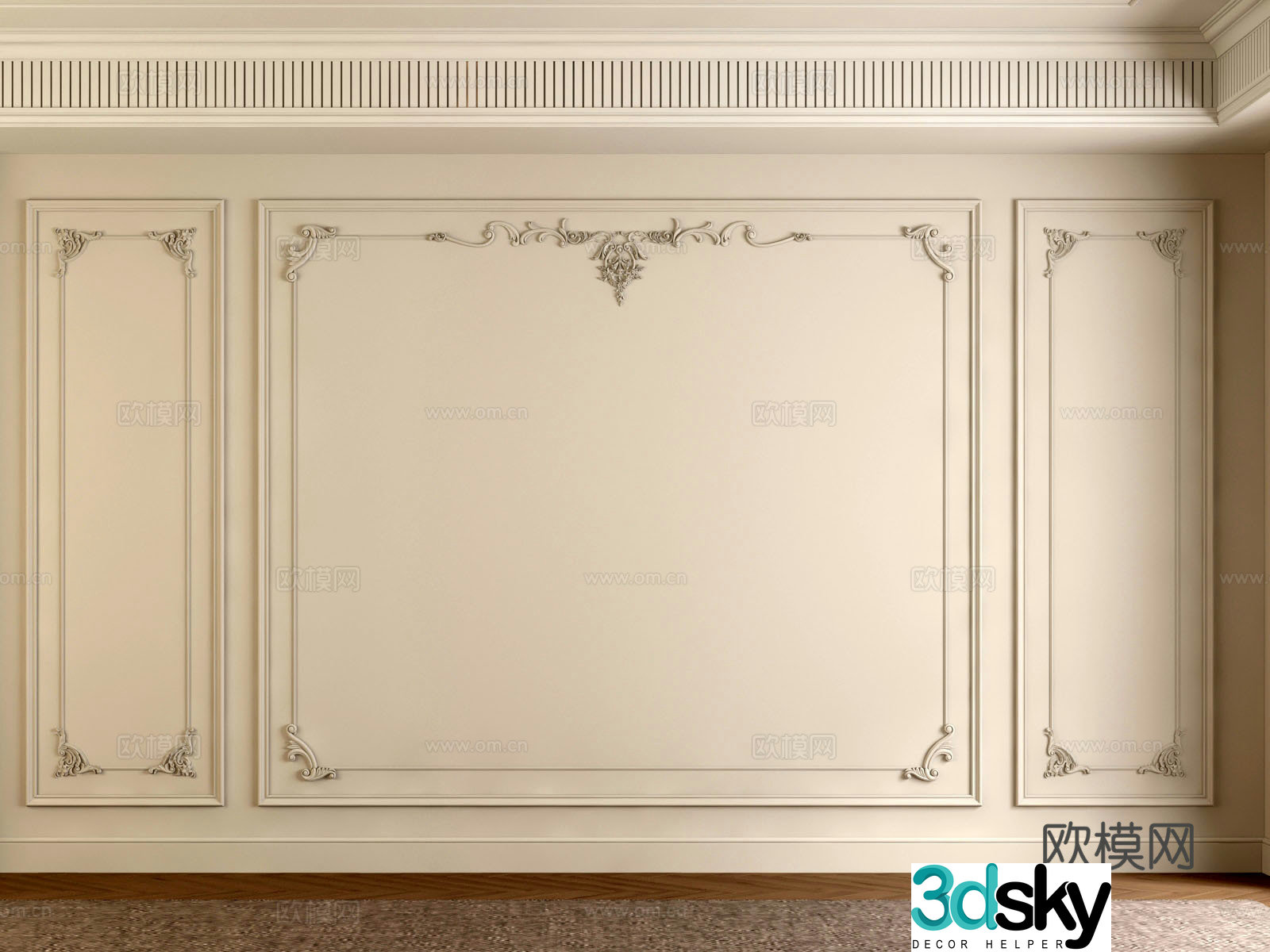 French American background wall 3d model