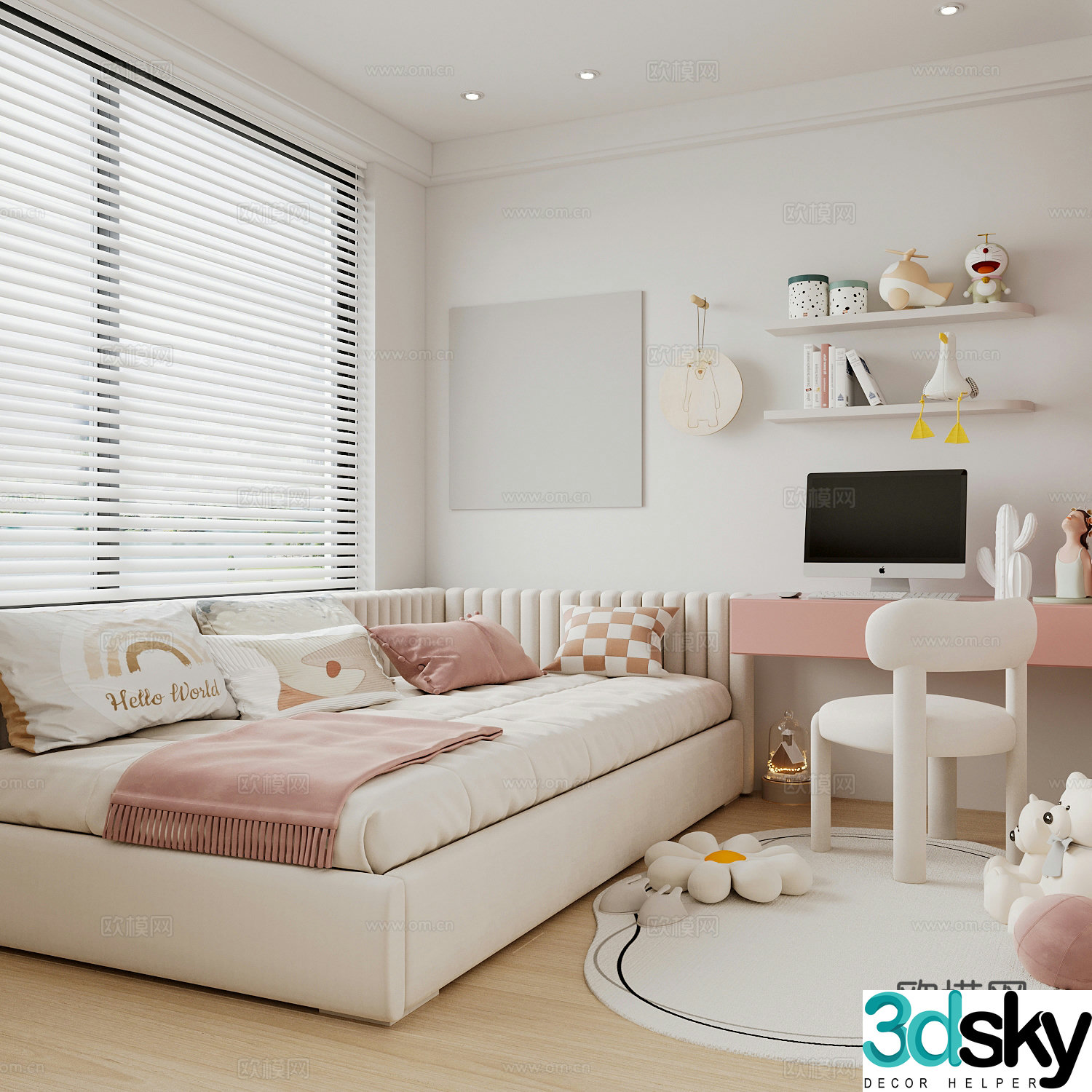 Modern children’s room boy’s room girl’s room children’s bed children’s wardrobe children’s desk 3d model