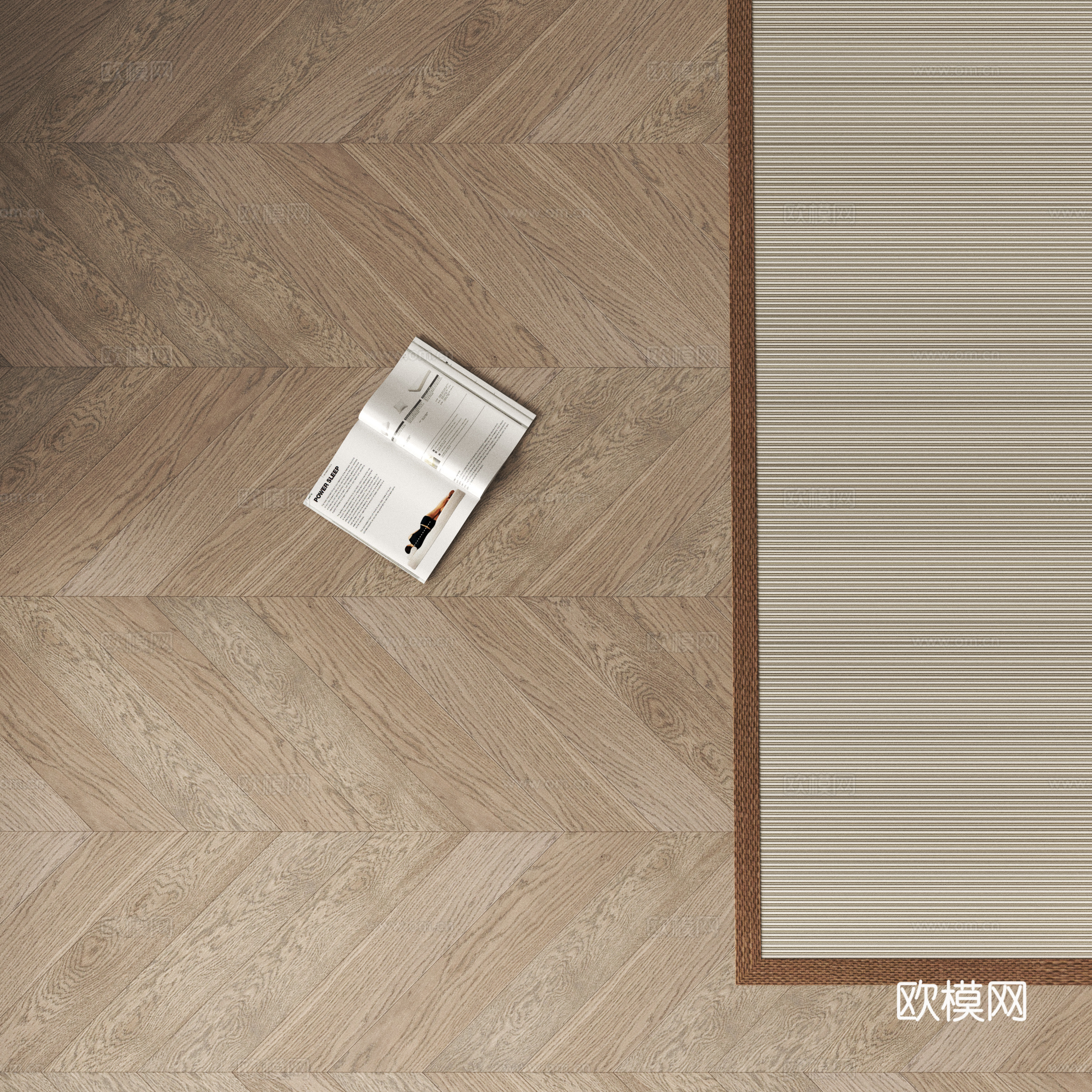 Modern fish bones wood floor 3d model