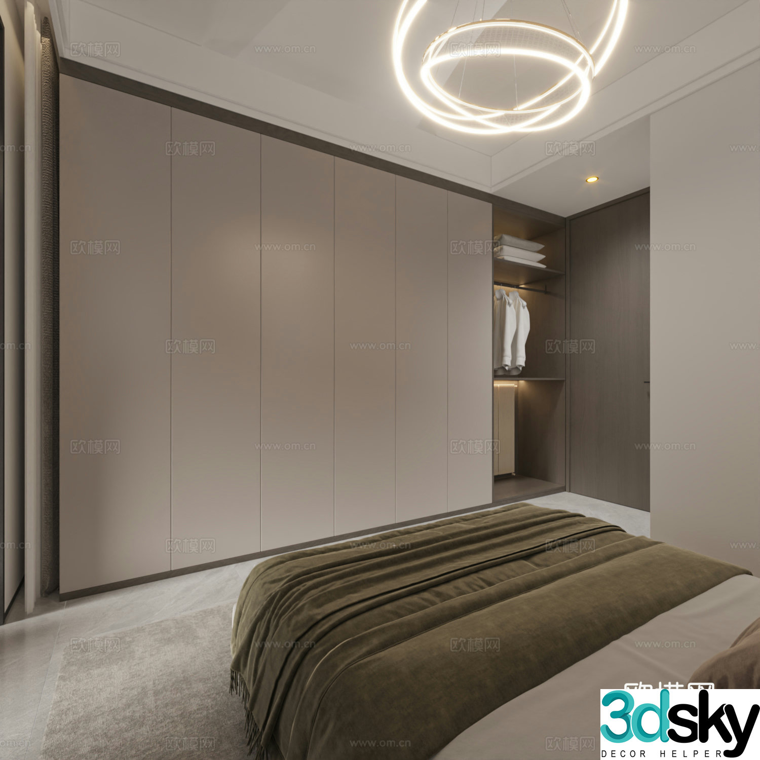 Modern bedroom wardrobe 3d model