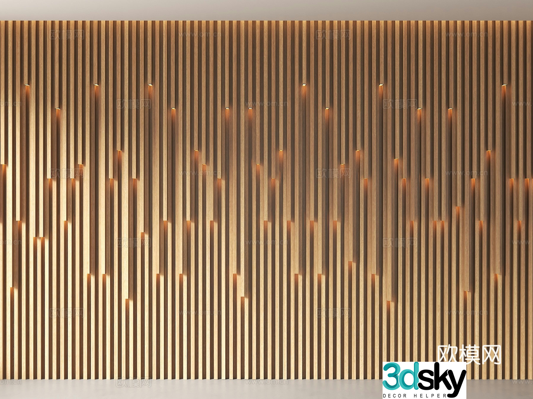 Modern porch background wall grille background wall new Chinese style grille light background wall grille gradient background 3D model