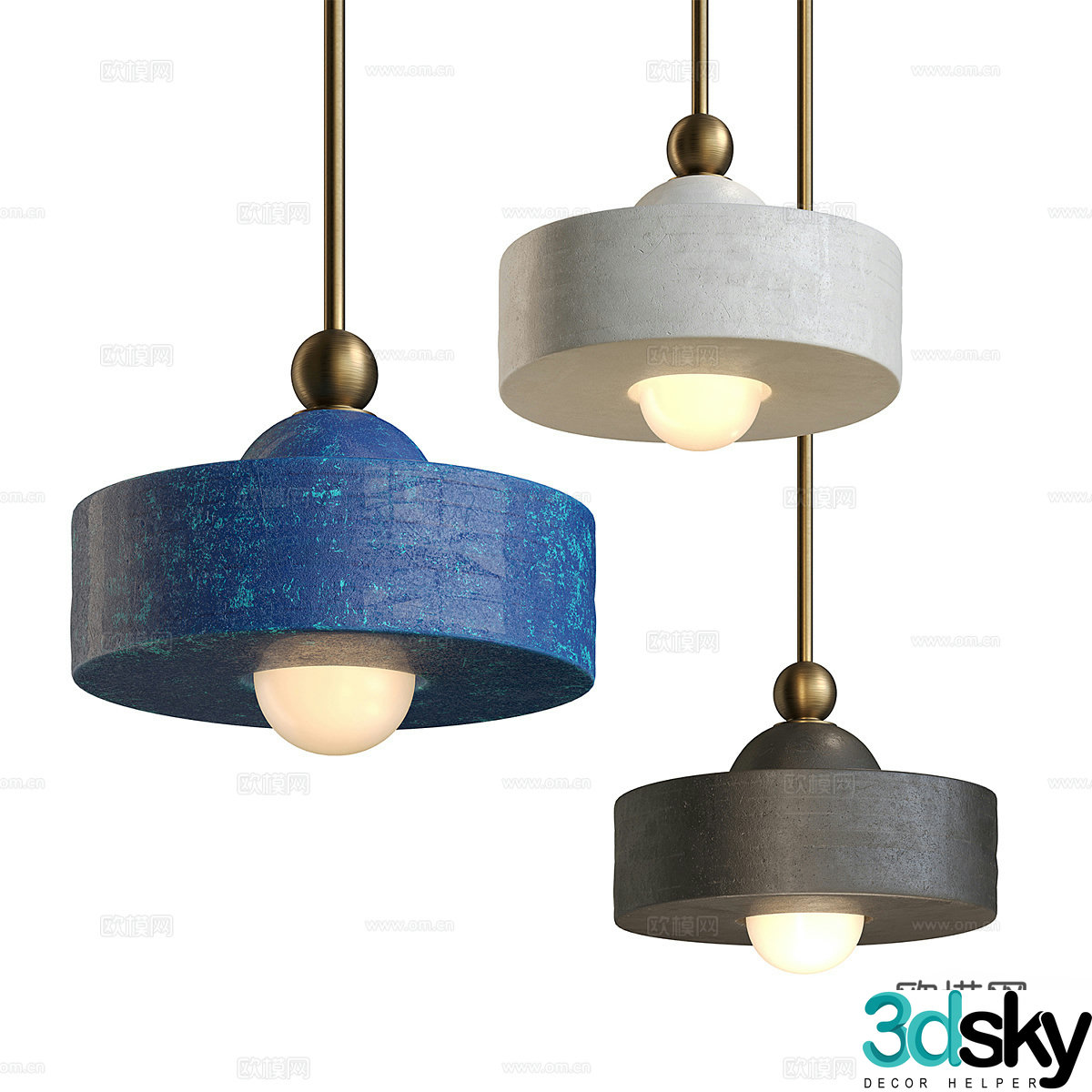 New Chinese style decorative hanging line light 3D model