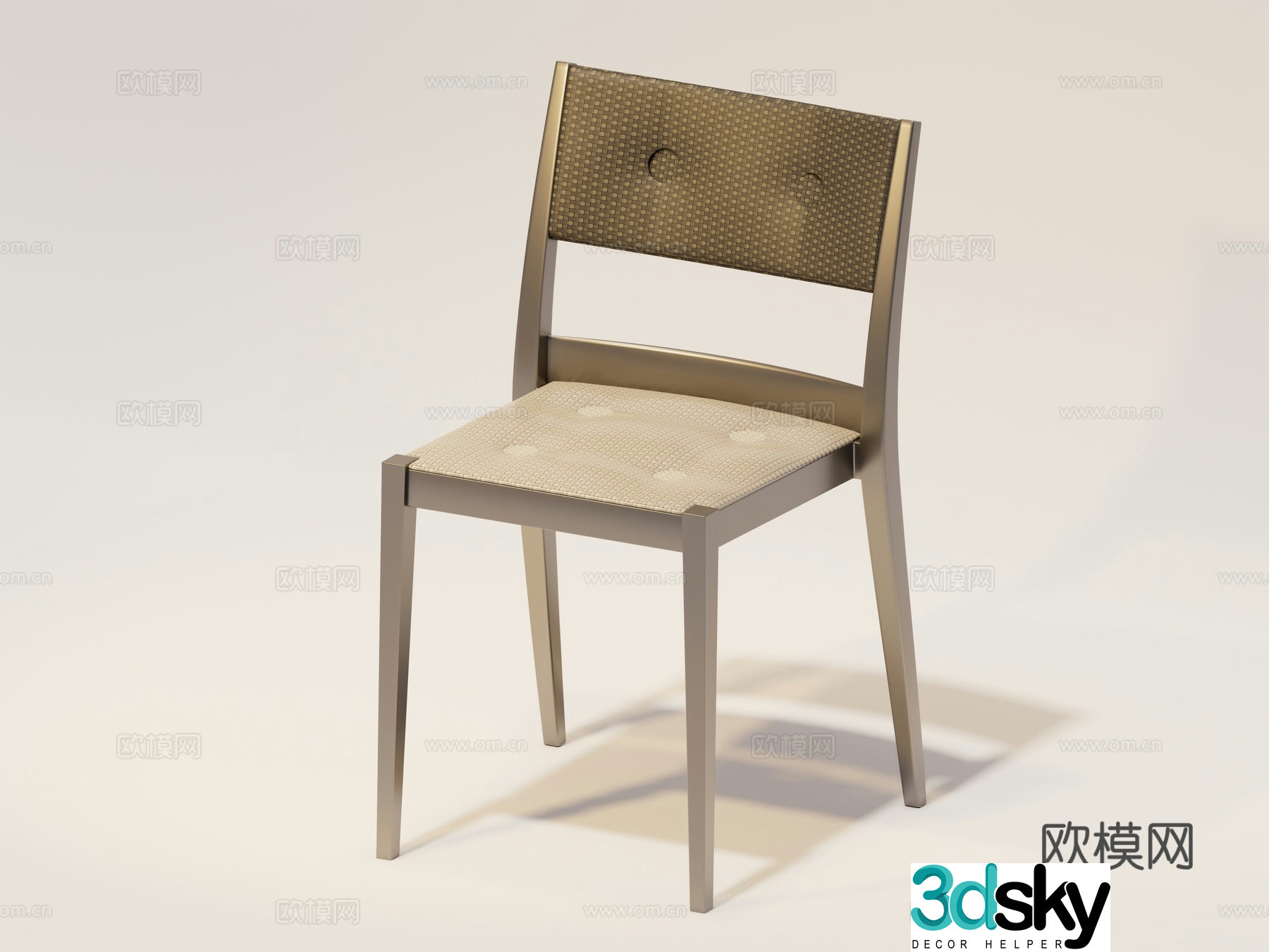 dedon modern French dining chairs courtyard garden outdoor chair rattan metal chair combination 3d model