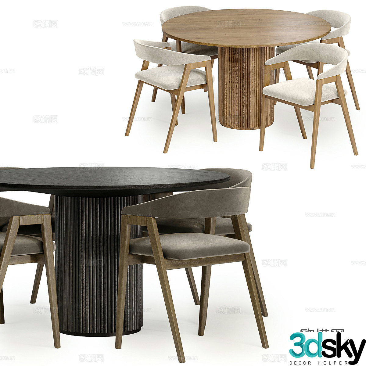 New Chinese dining table and chair 3D model