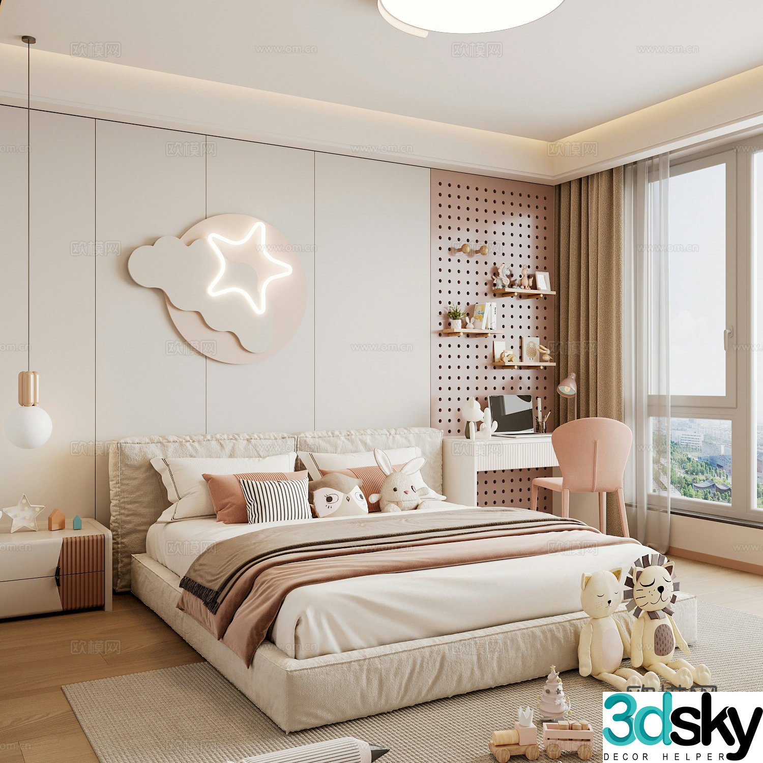 Modern children’s room boy’s room girl’s room children’s bed children’s wardrobe children’s desk 3d model