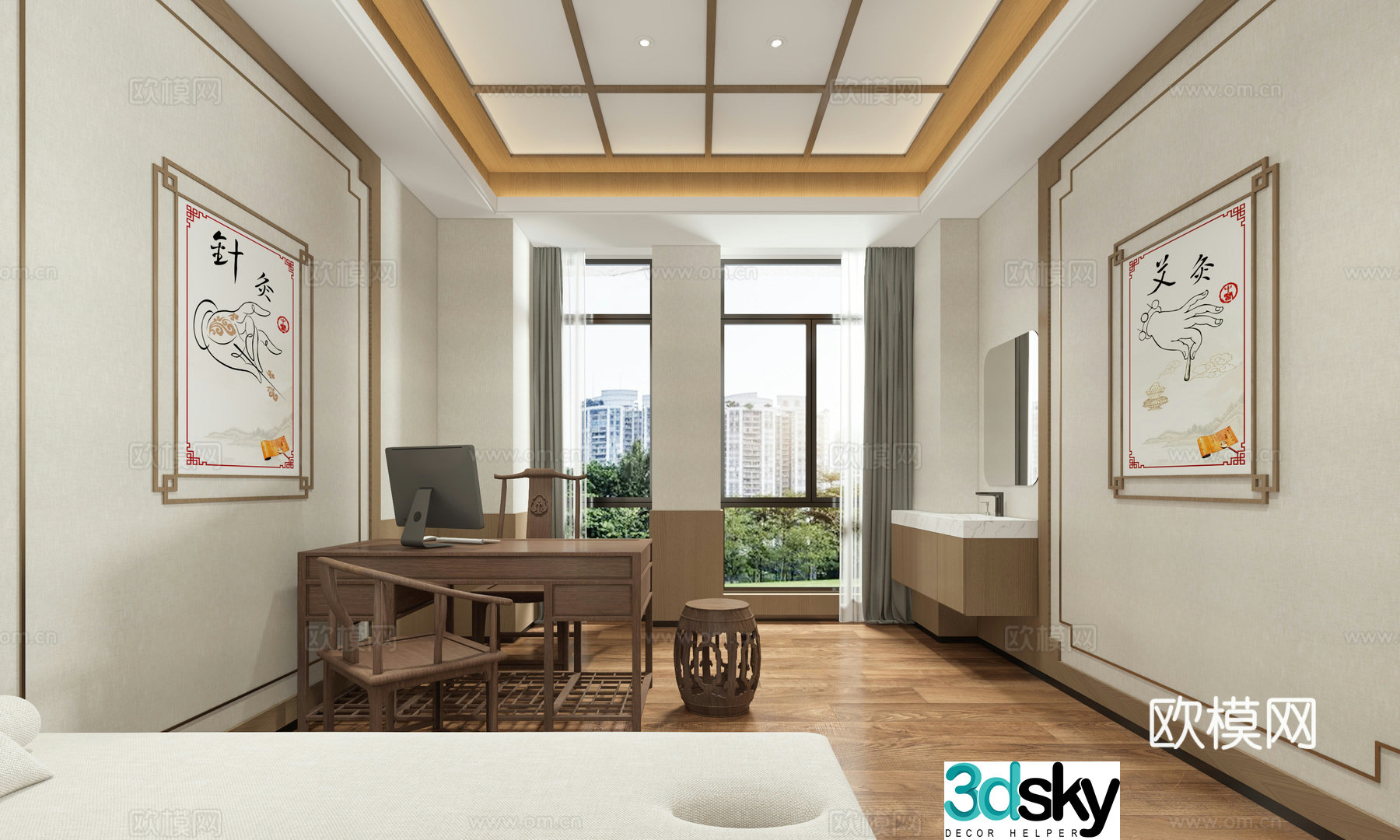 New Chinese style hospital clinic traditional Chinese medicine clinic 3D model