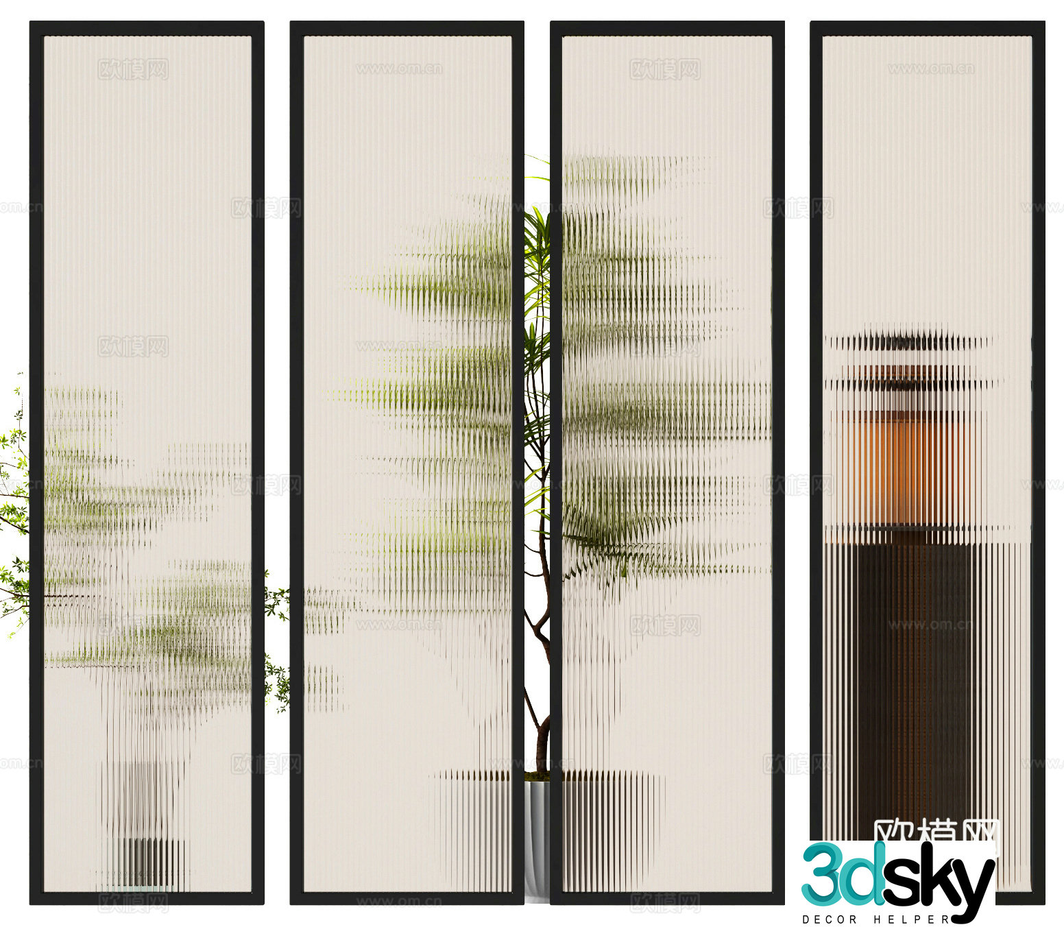 Modern glass partition 3d model
