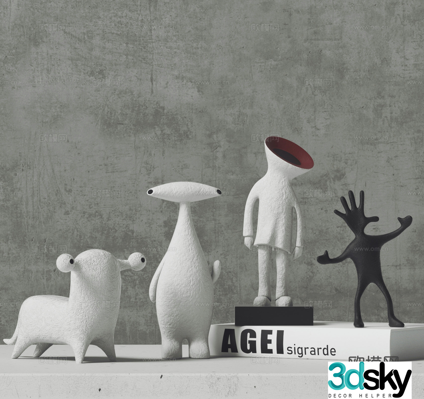 Modern desktop shaped sculpture ornament 3D model