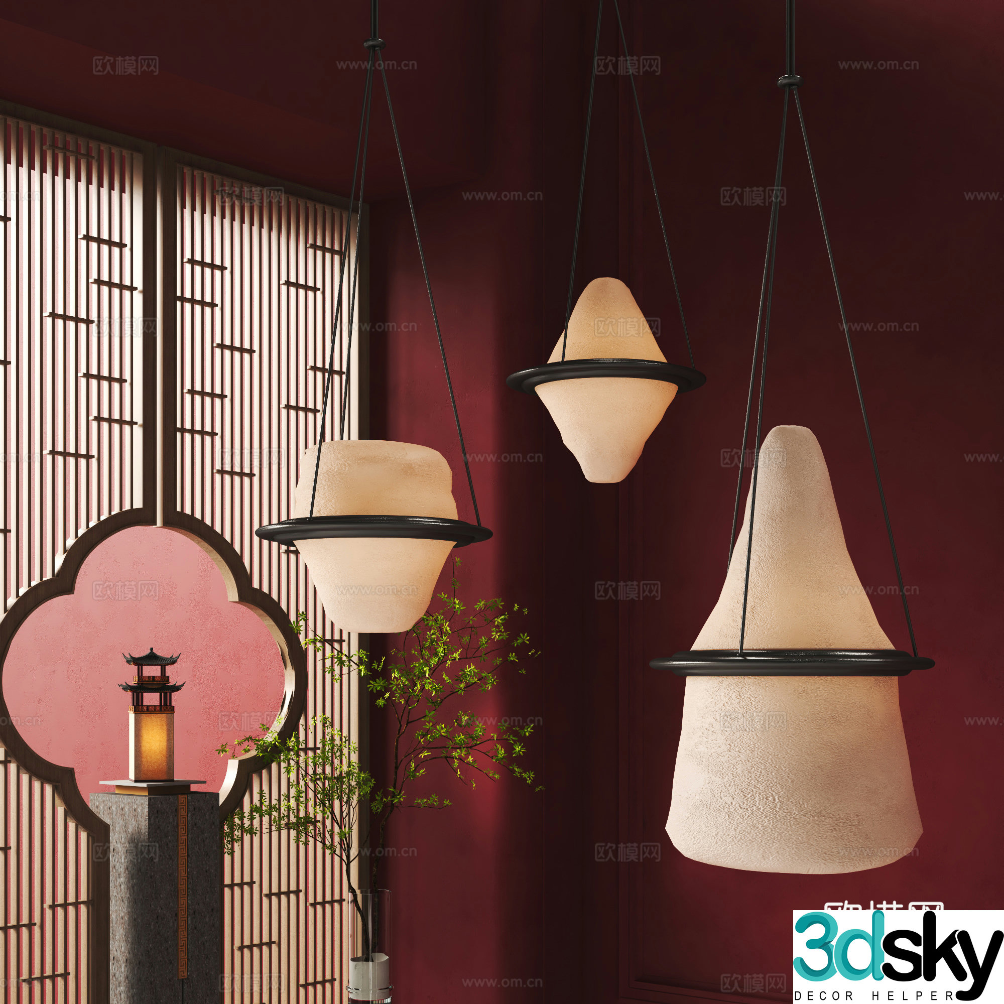 New Chinese chandelier 3D model