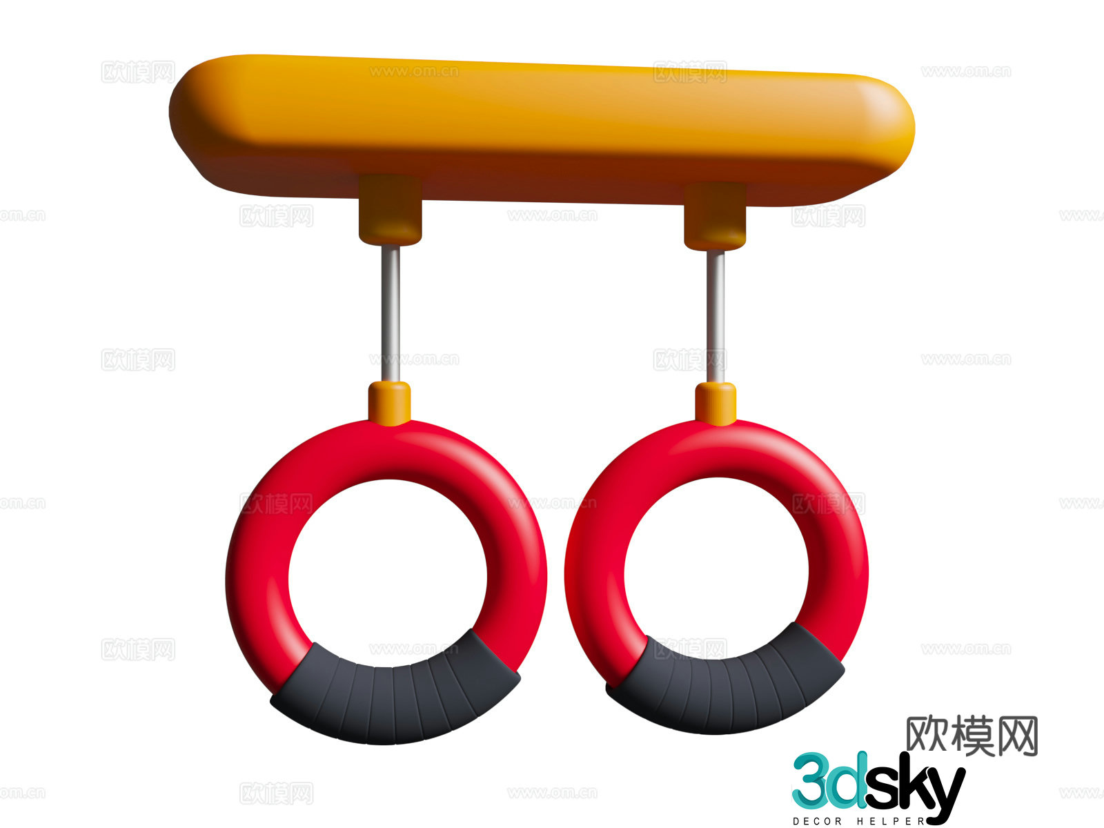 Cartoon rings gymnastics competitions gymnastics rings horizontal bar rings Olympic rings 3D model