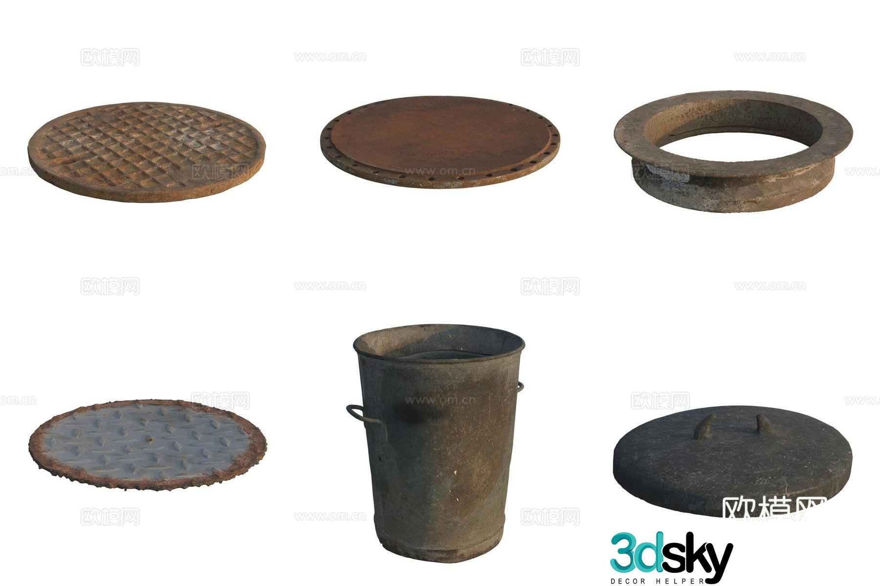 Trash can sewer manhole cover 3d model