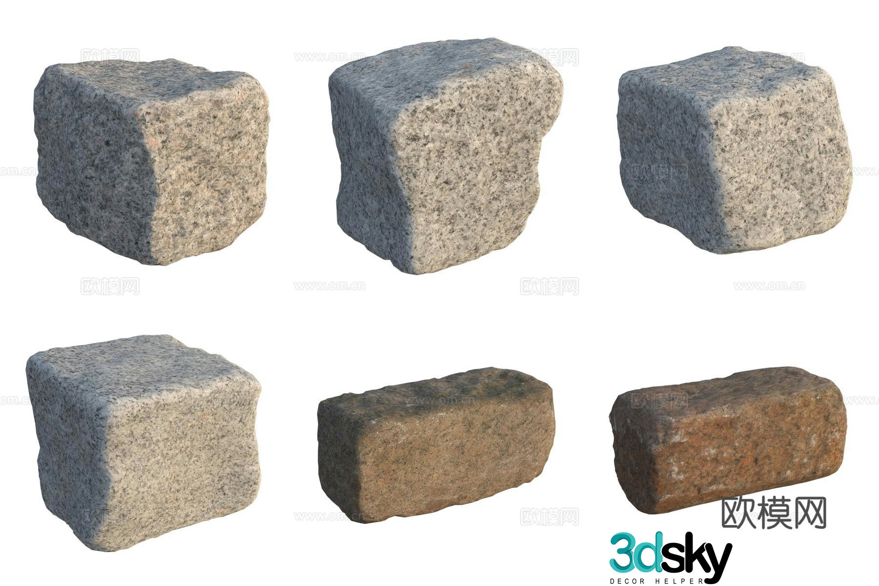 3d model of big stone strips