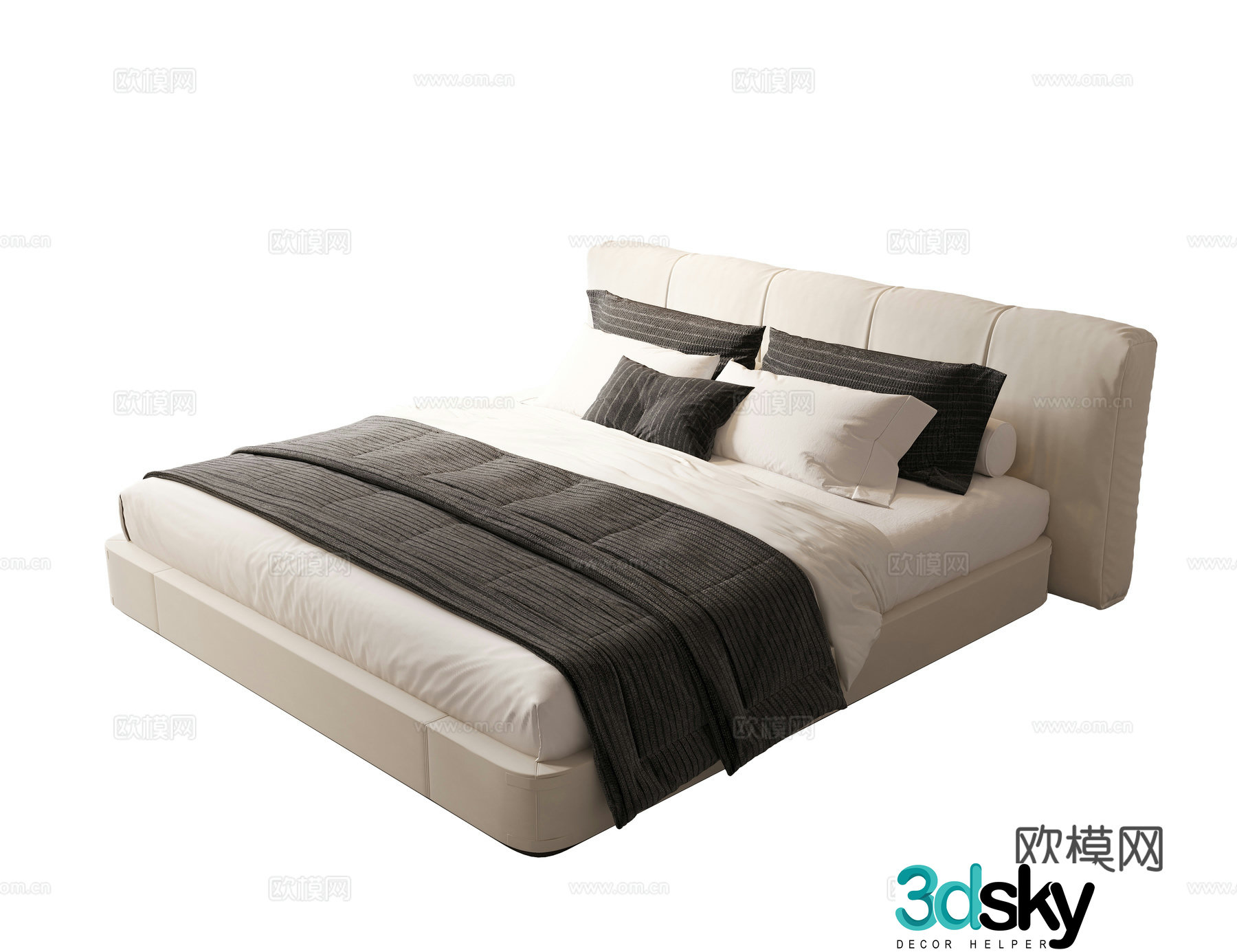 Modern fabric double bed 3d model