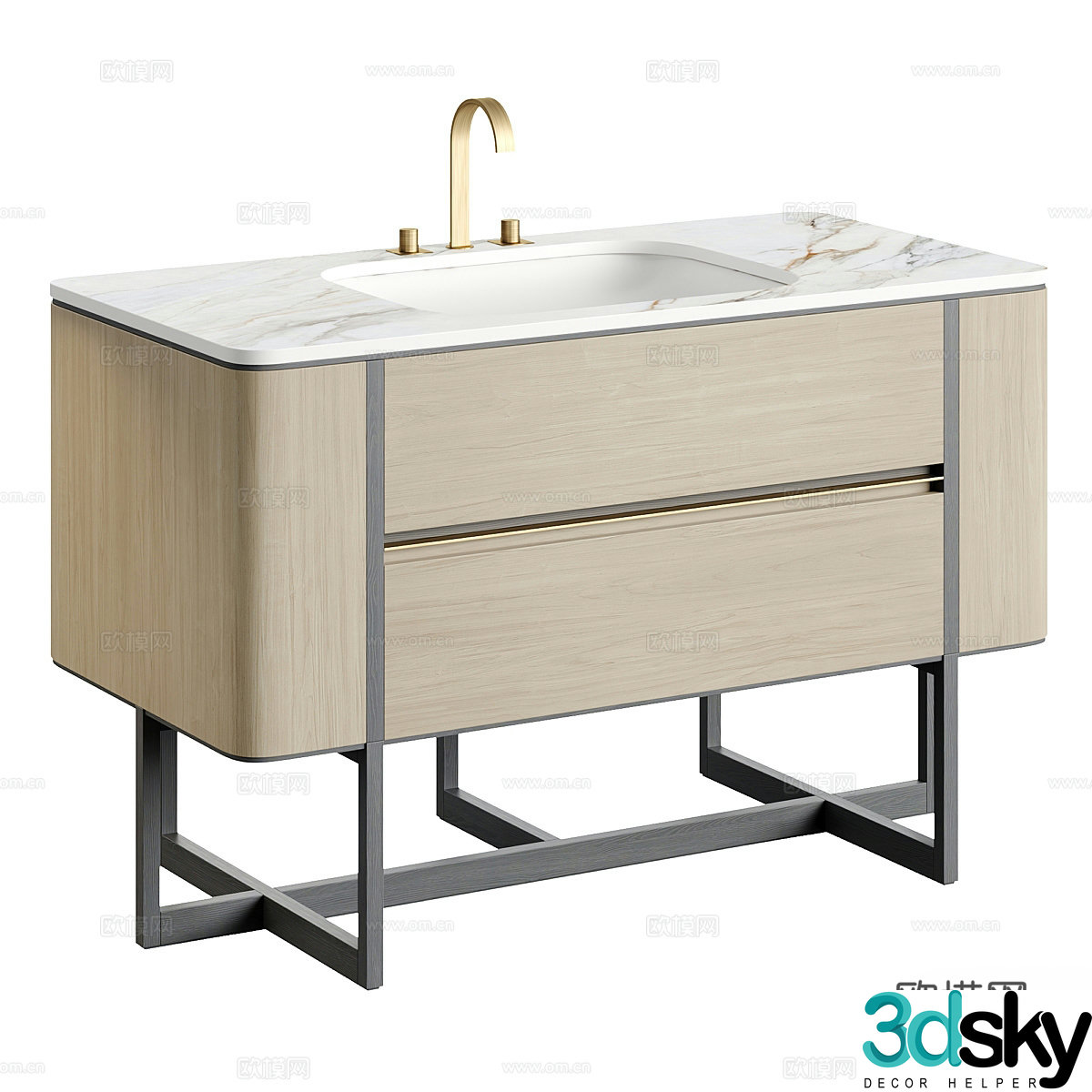 New Chinese -style pot cabinet bathroom cabinet 3D model