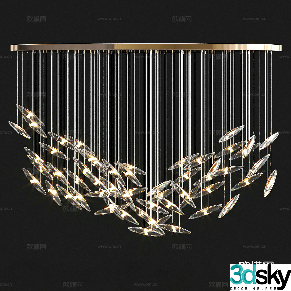 New Chinese craft chandelier 3D model