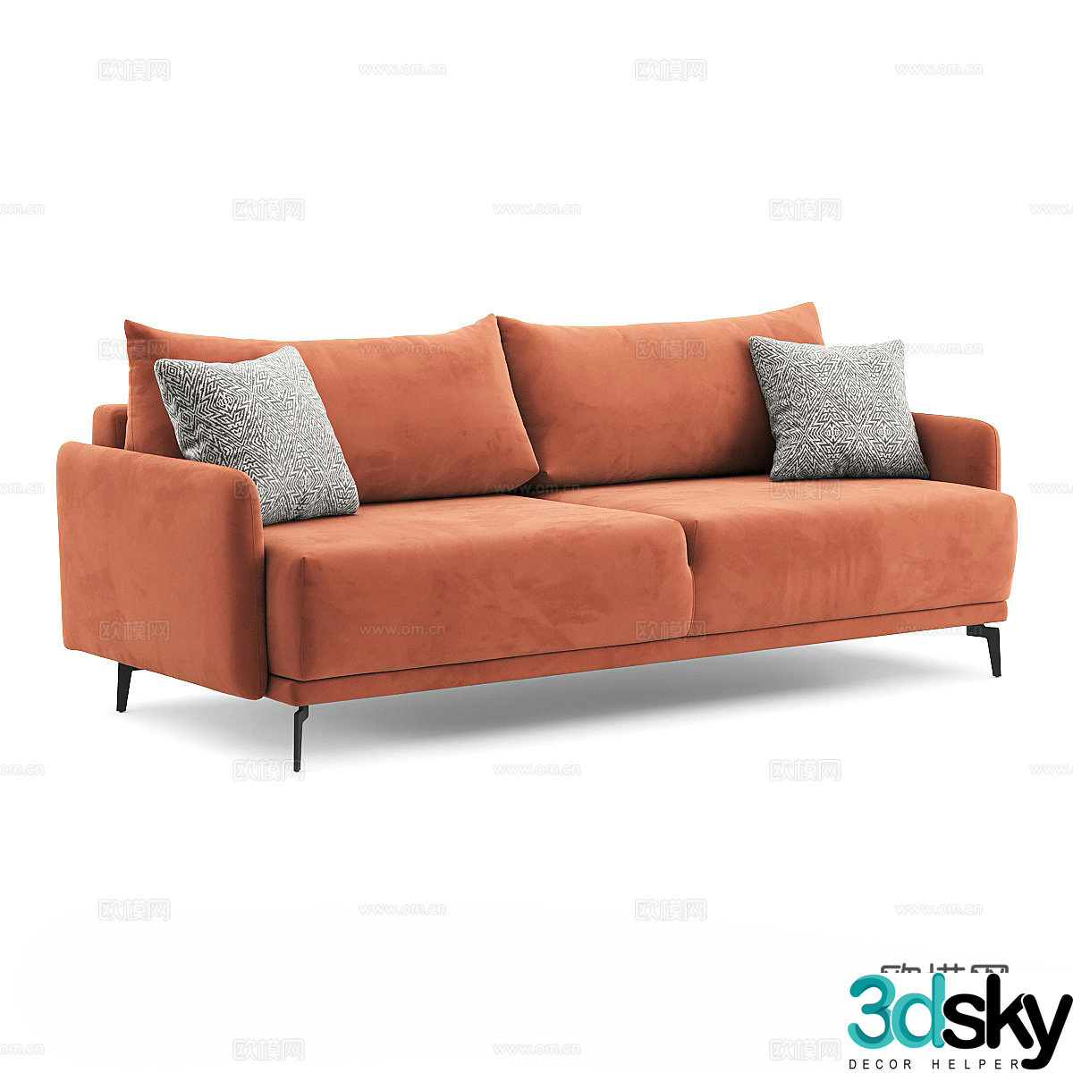 Modern Italian minimalist double casual sofa 3d model