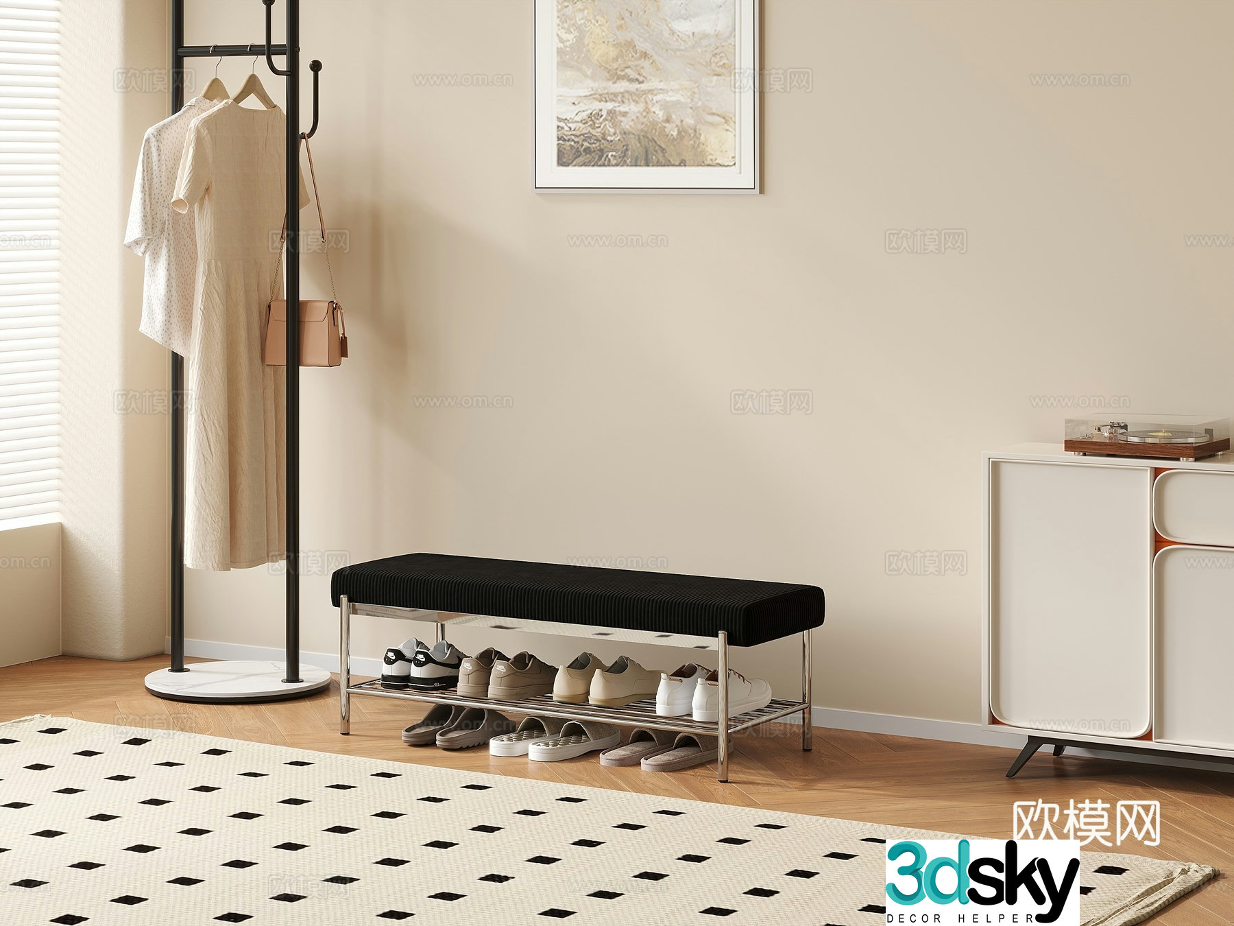 Modern style living room furniture shoe changing stool shoes 3d model
