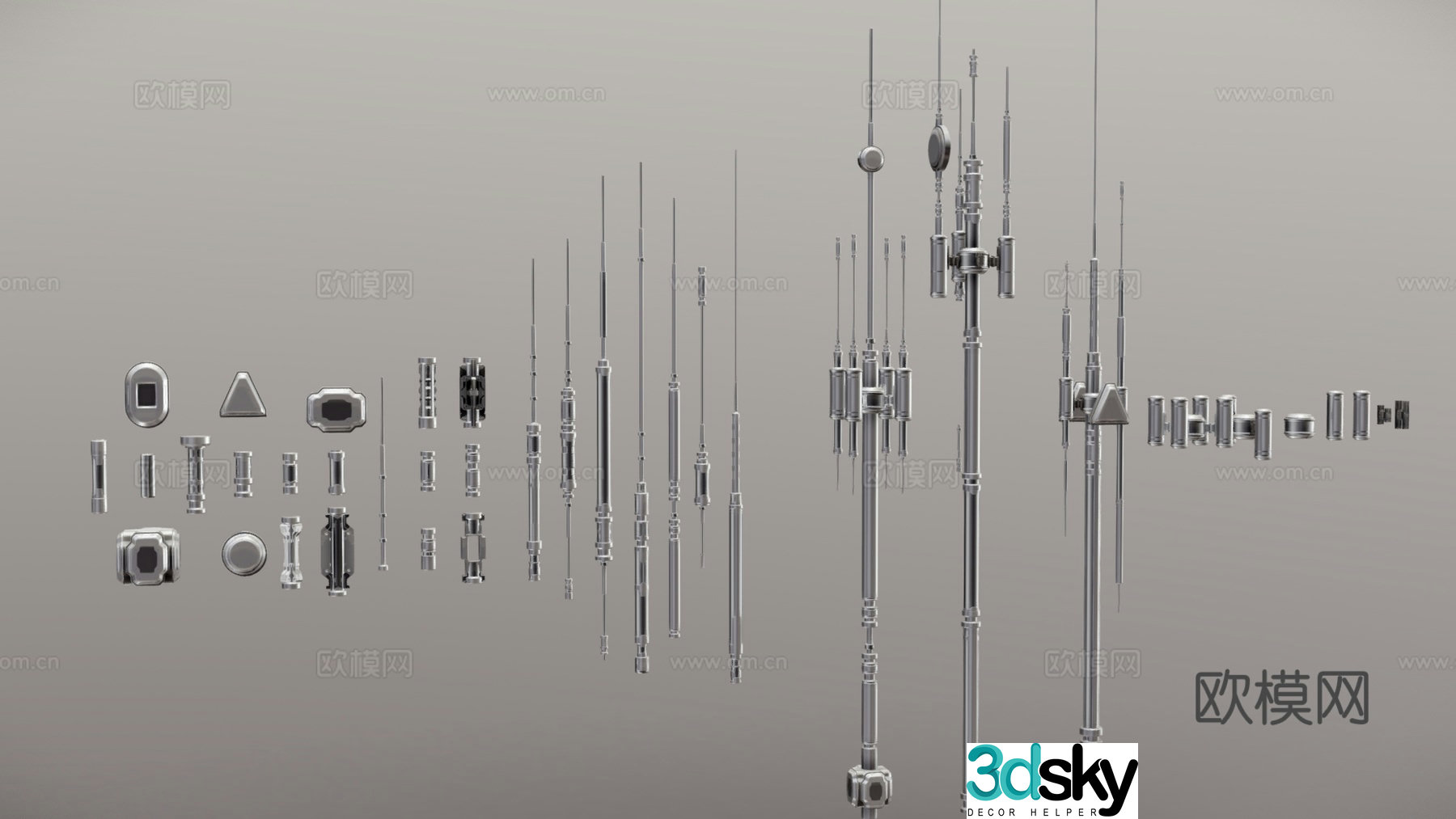 Industrial equipment technology-sensing antenna equipment radio communication equipment antenna combination communication facilities 3D model