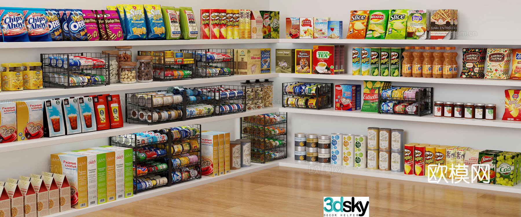 Supermarket snack shelves convenience store medicinal beverages food display rack pharmacy toy display rack cashier shelves 3d model