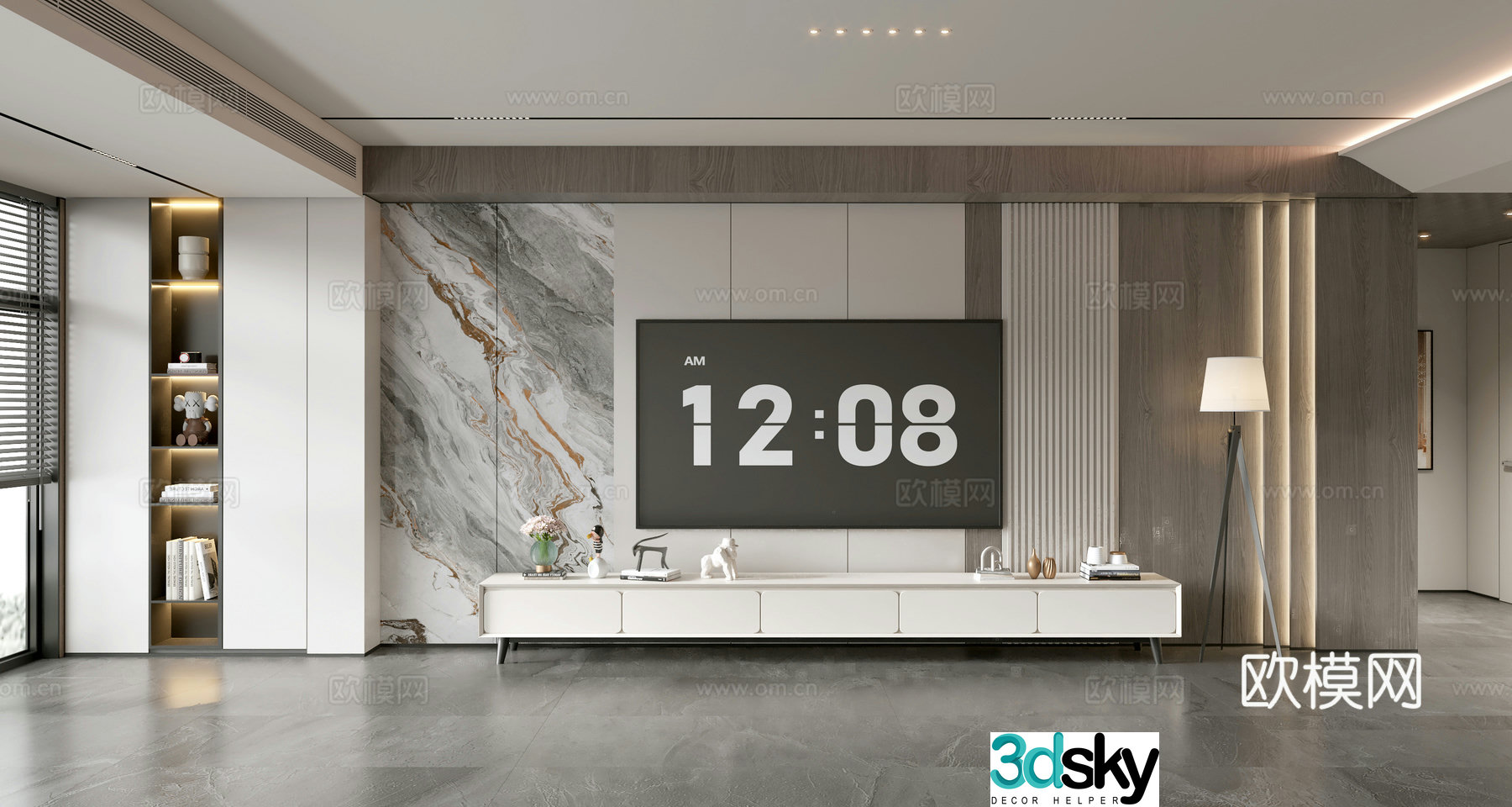 Modern simple living room light luxury TV background wall TV set full wall TV cabinet TV cabinet combination 3D model