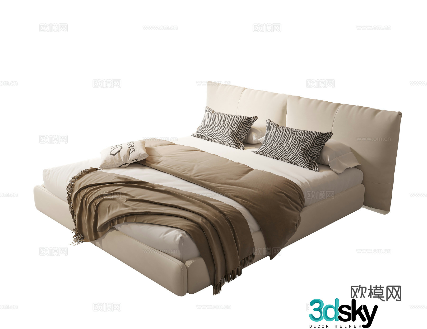 Modern fabric double bed 3d model