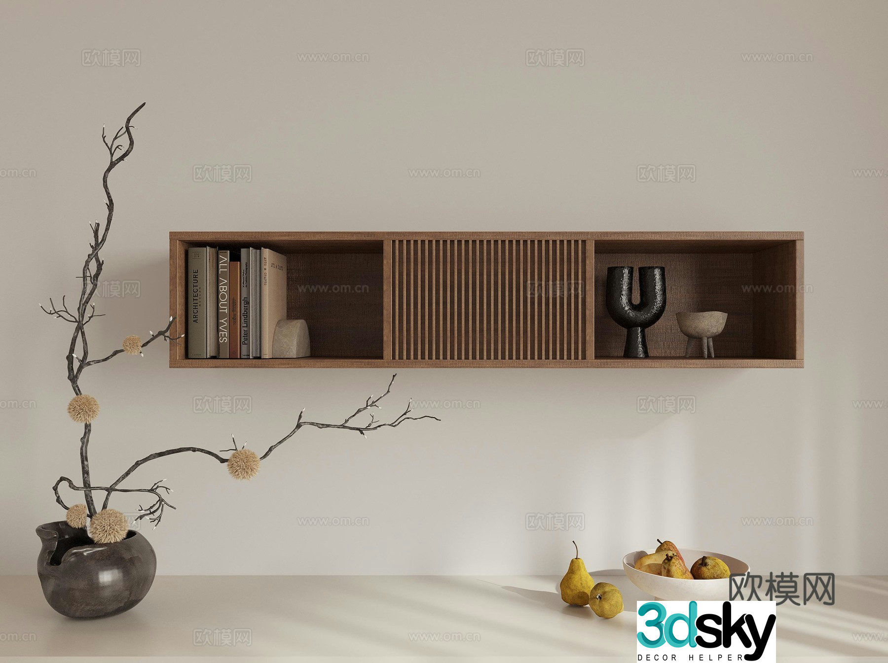Potted ornament wall decorative shelf 3D model