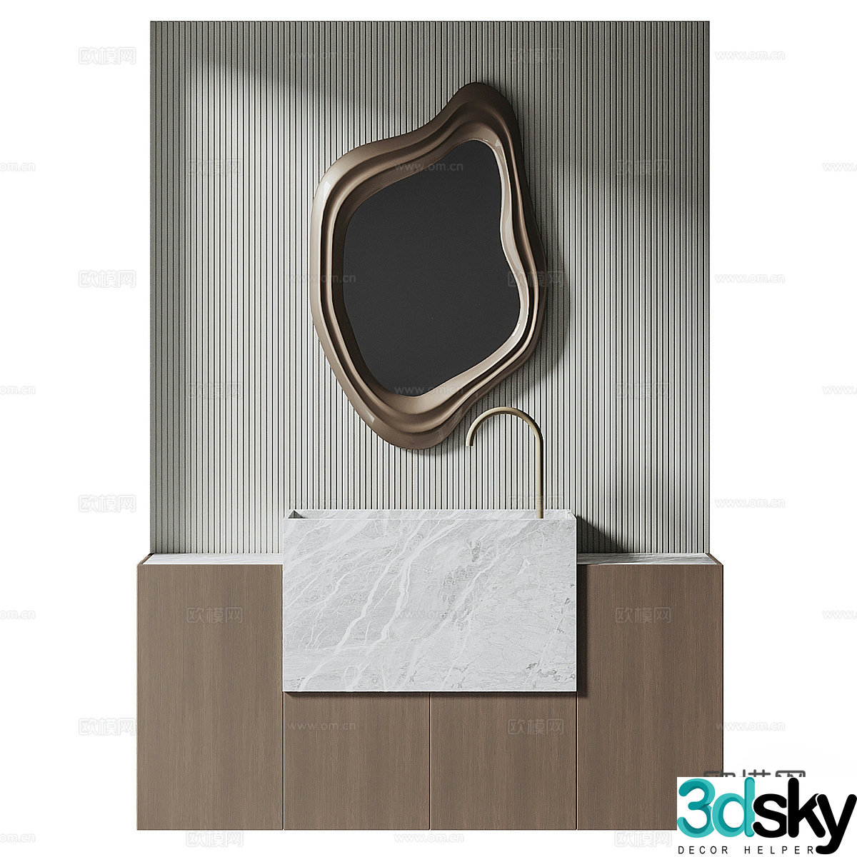 New Chinese -style bathroom cabinet 3D model