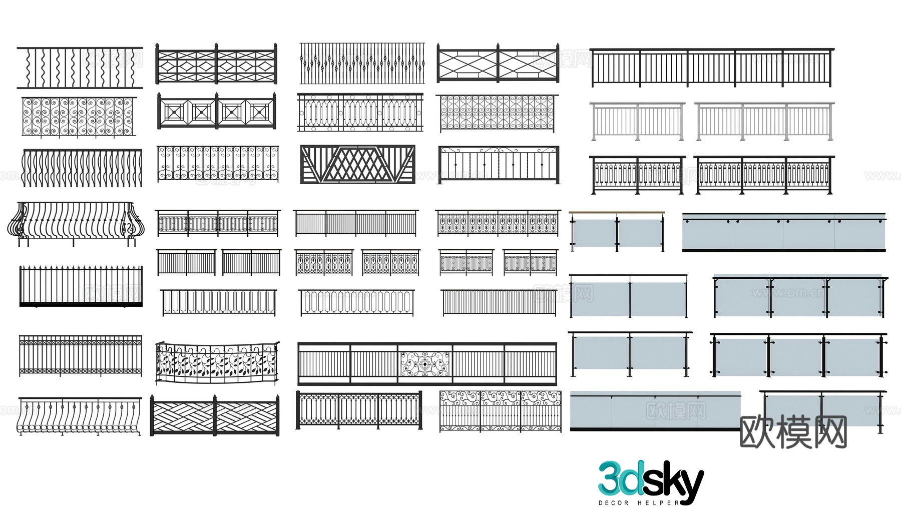 Modern railing 3d model