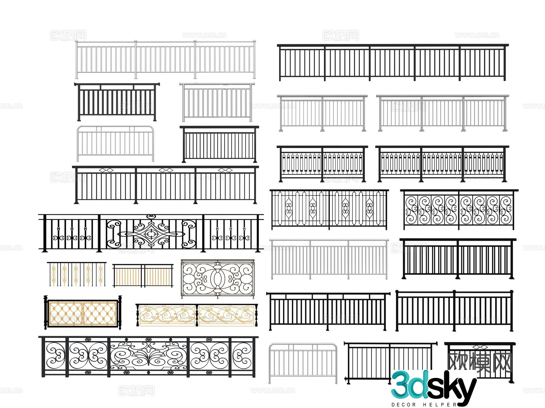 Modern railing 3d model