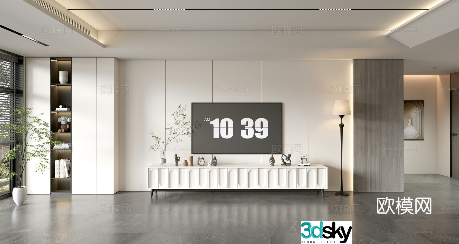 Modern simple living room light luxury TV background wall TV set full wall TV cabinet TV cabinet combination 3D model