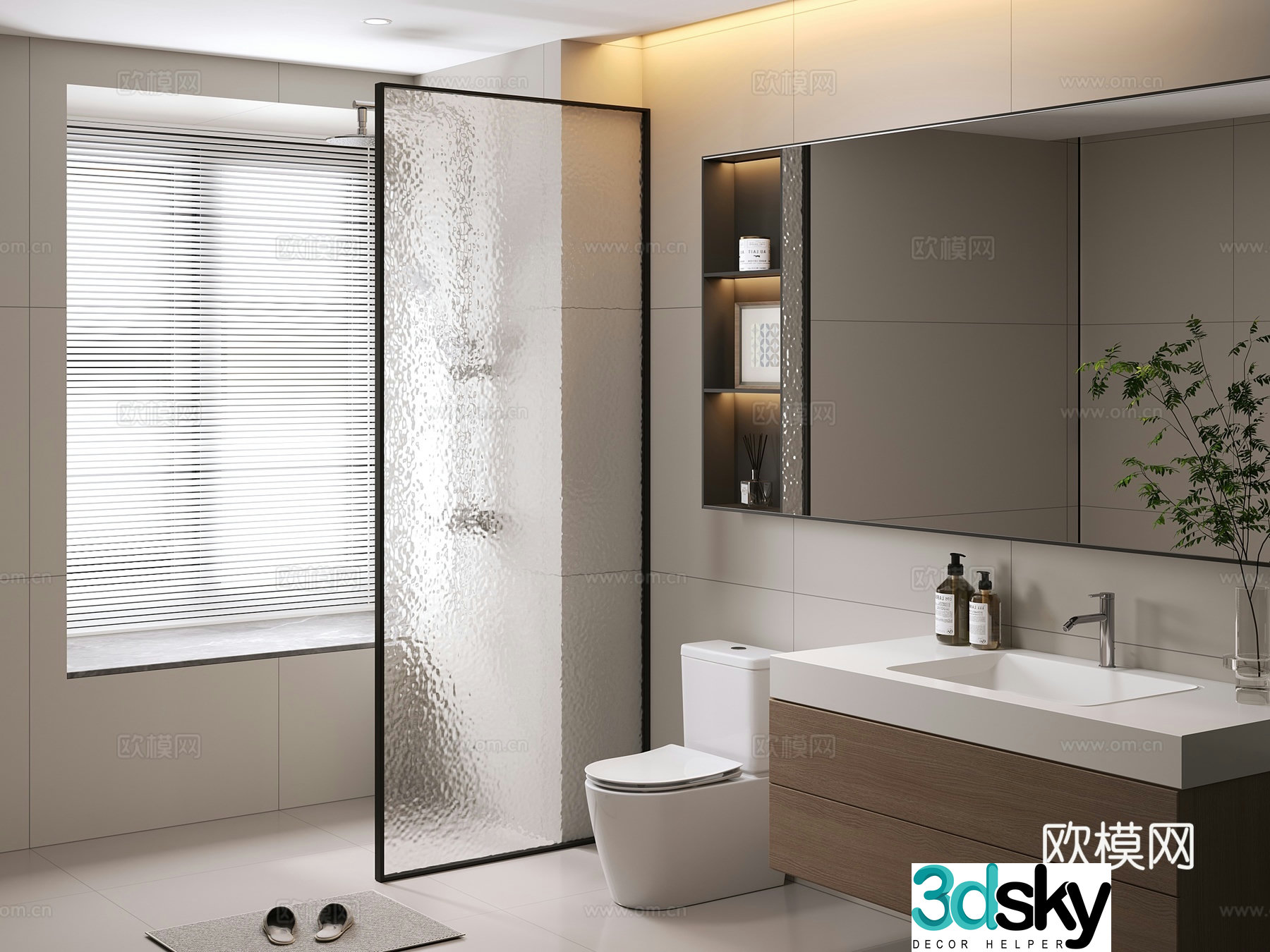 Modern style bathroom furniture partition bathroom 3d model