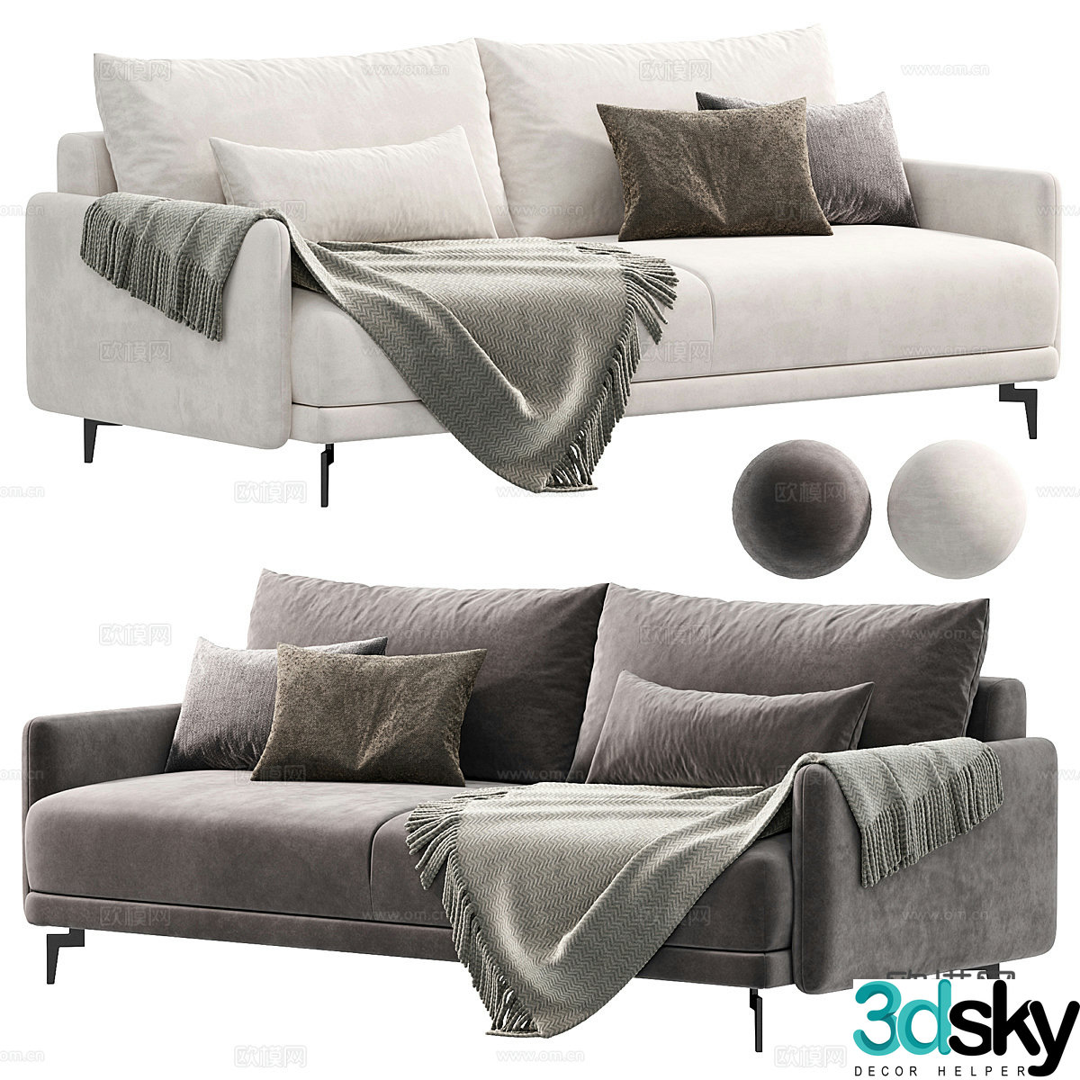 Modern Italian double sofa 3d model