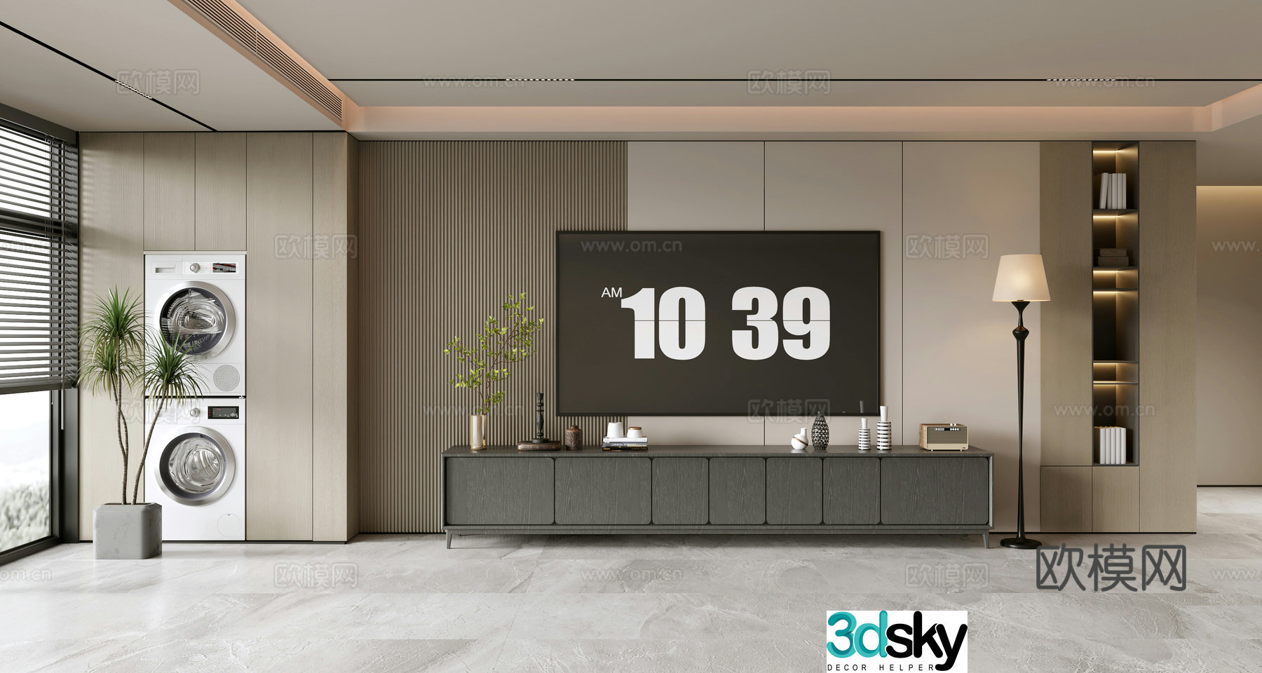 Modern simple living room light luxury TV background wall TV set full wall TV cabinet TV cabinet combination 3D model